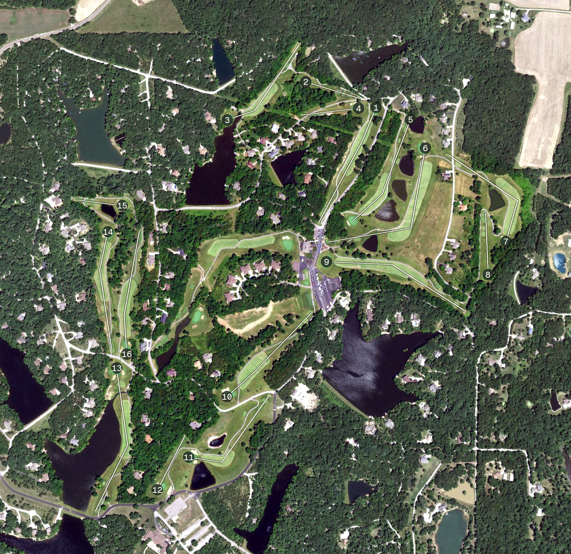 Aerial view of Innsbrook Golf Course, MO