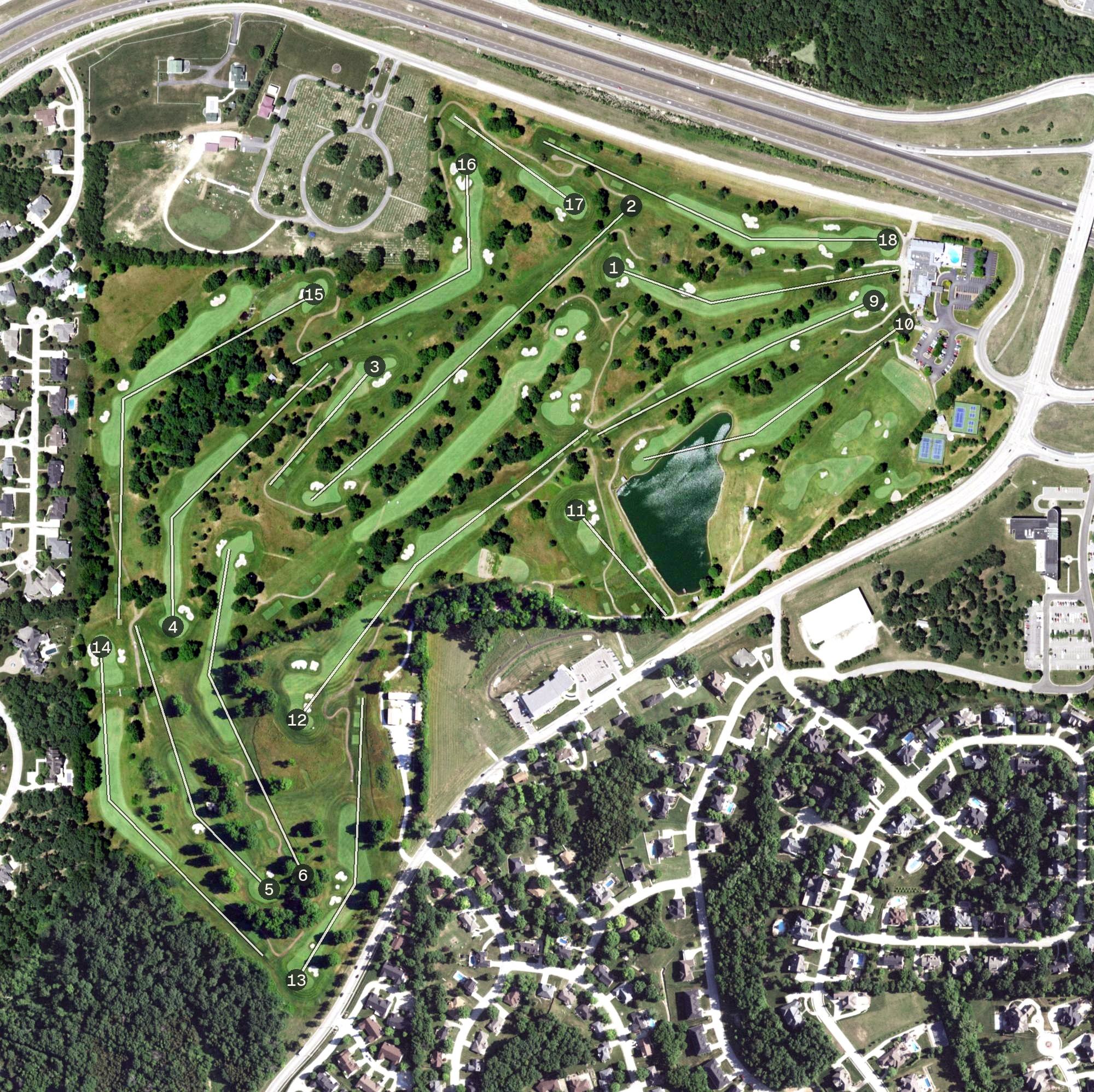 Aerial view of Jefferson City Country Club, MO