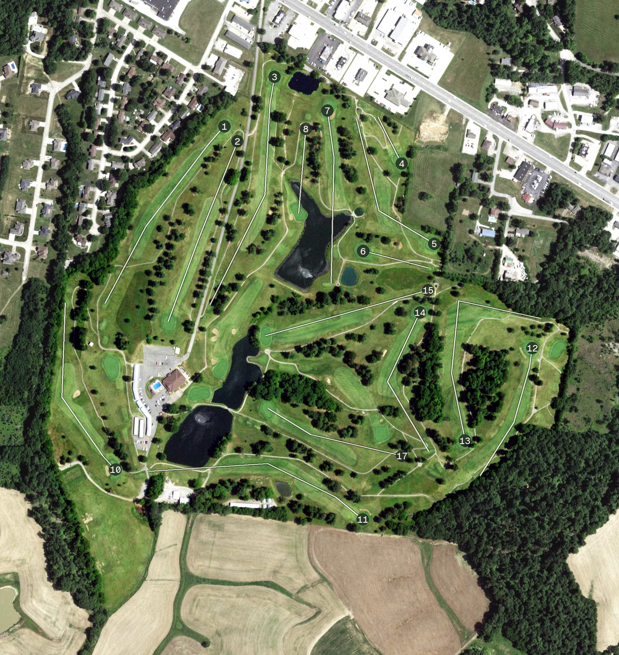 Aerial view of Kimbeland Country Club, MO