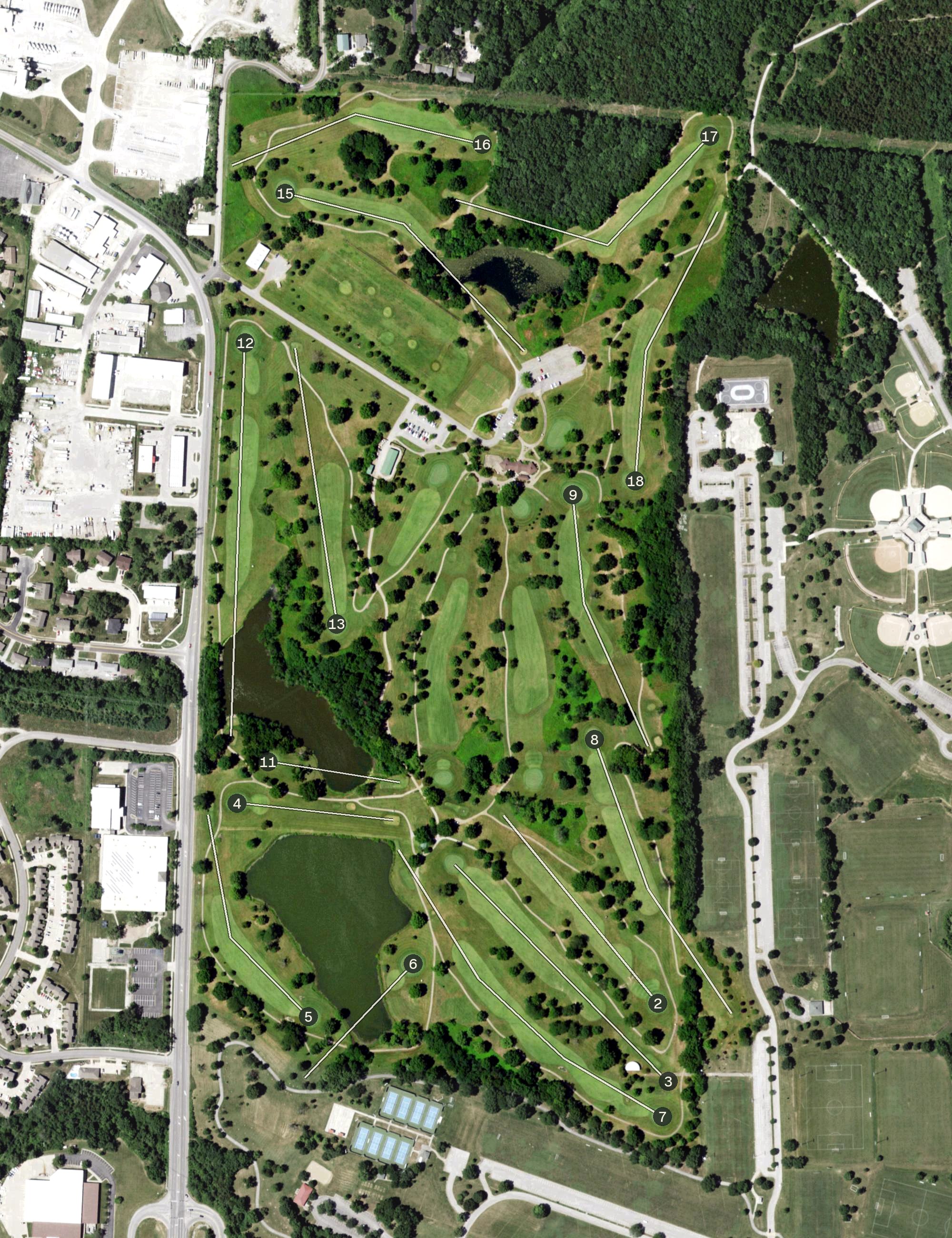 Aerial view of L.A. Nickell Golf Course, MO