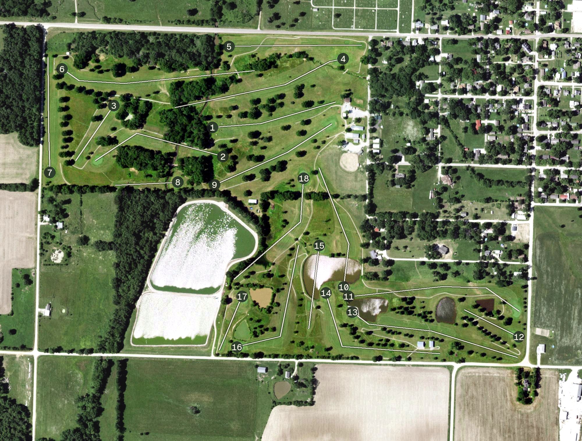 Aerial view of La Plata Golf Course, MO
