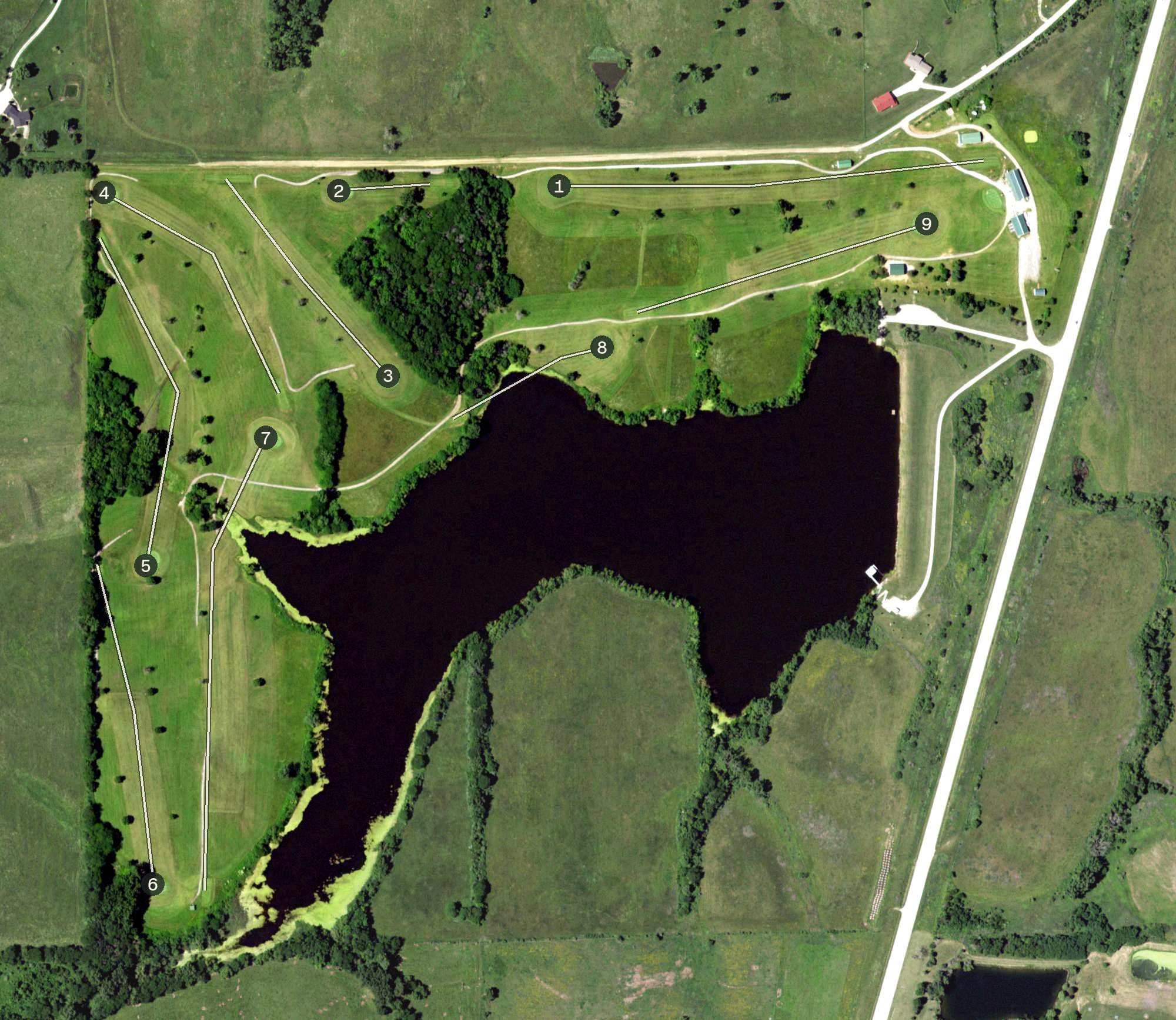 Aerial view of Lancaster Country Club, MO