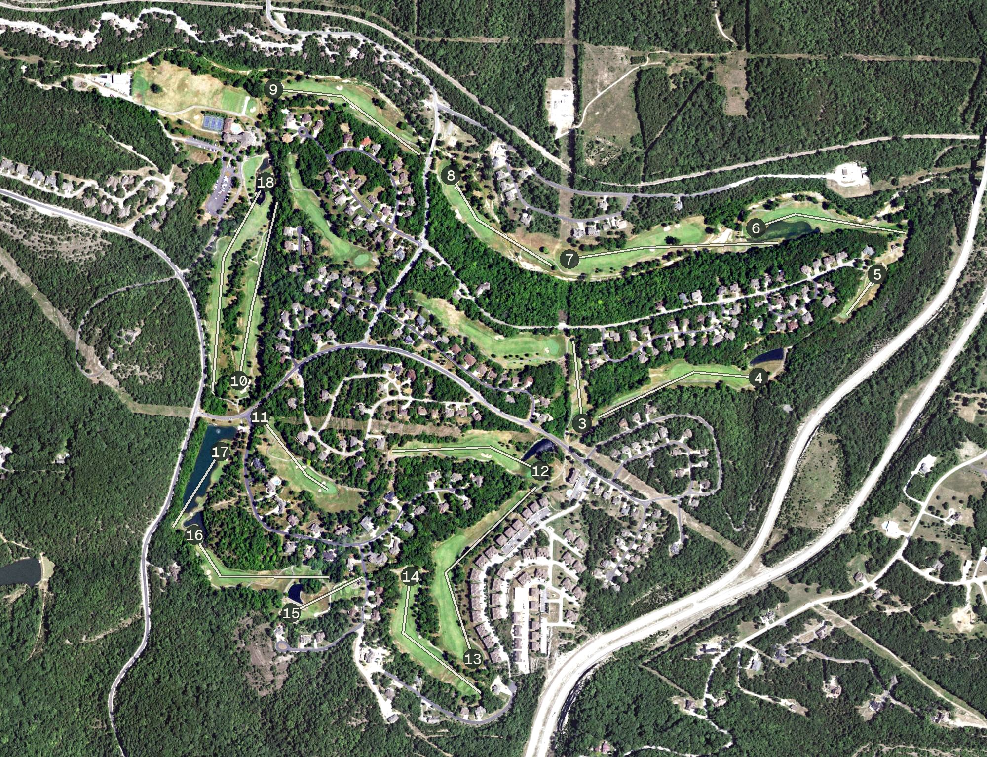 Aerial view of LedgeStone Championship Golf Course, MO