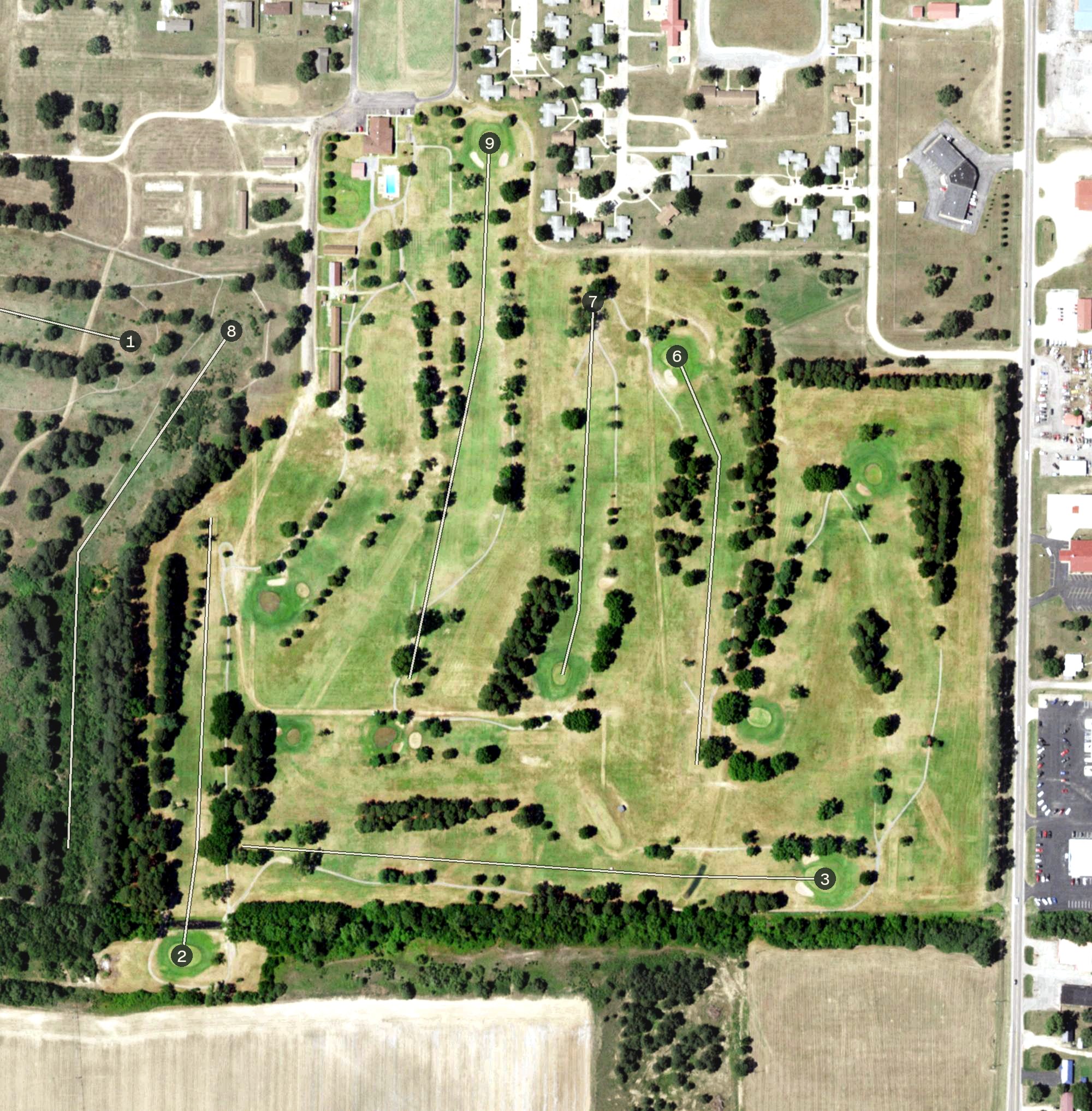 Aerial view of Malden Country Club, MO