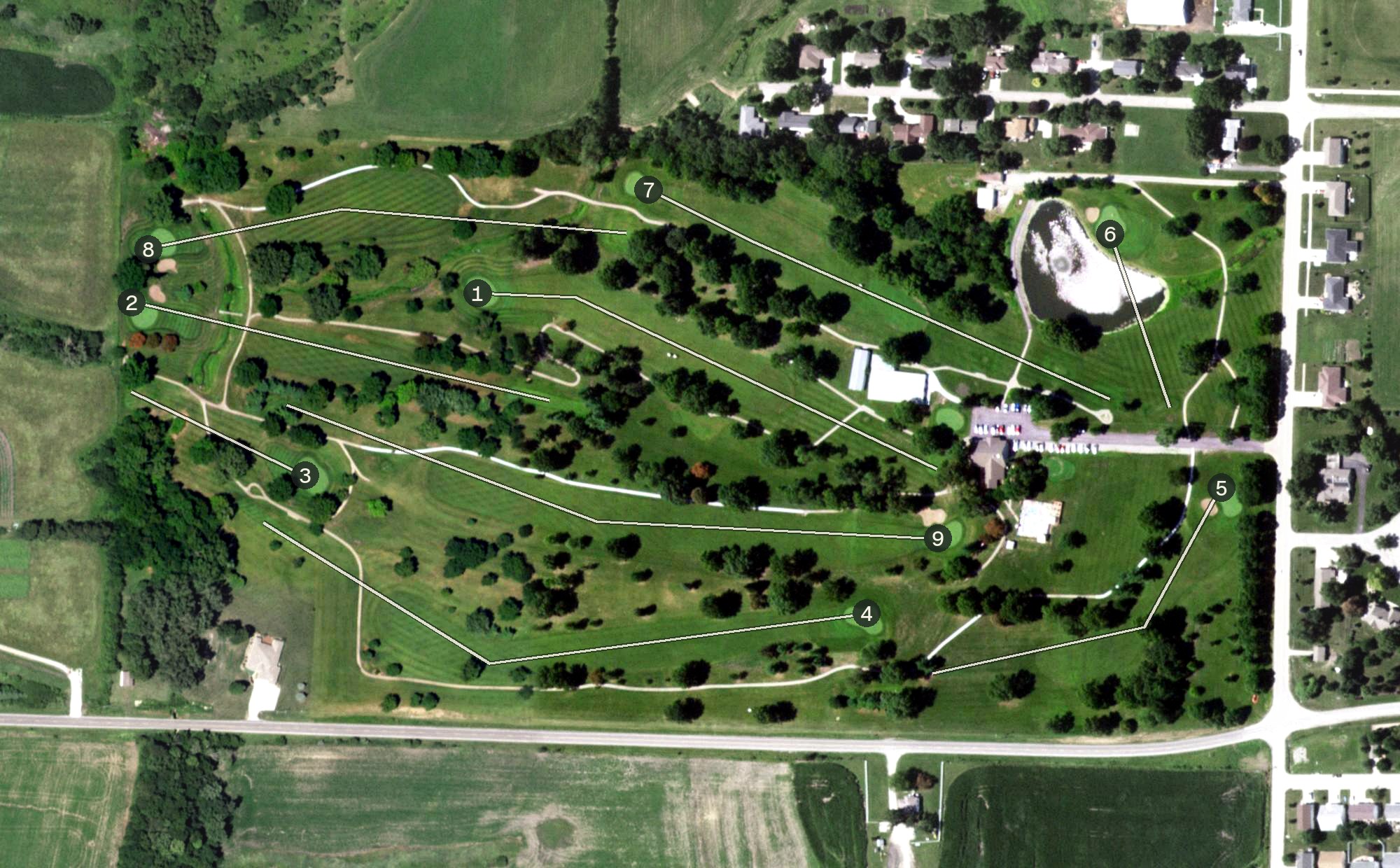 Aerial view of Maryville Country Club, MO
