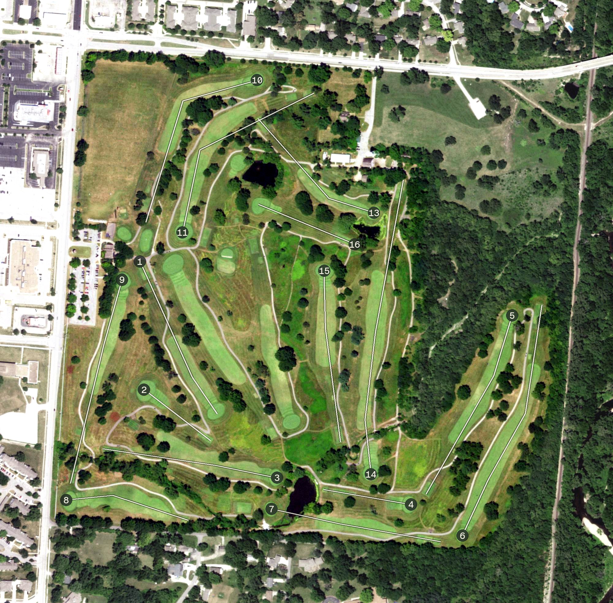 Aerial view of Minor Park Golf Course, MO