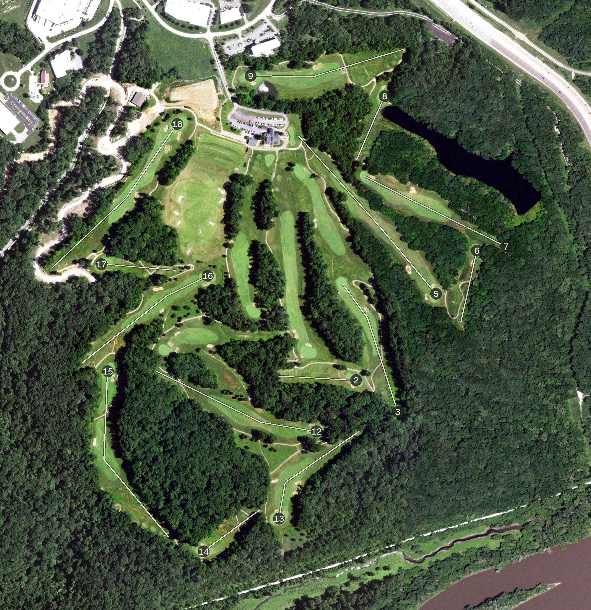 Aerial view of Missouri Bluffs Golf Club, MO