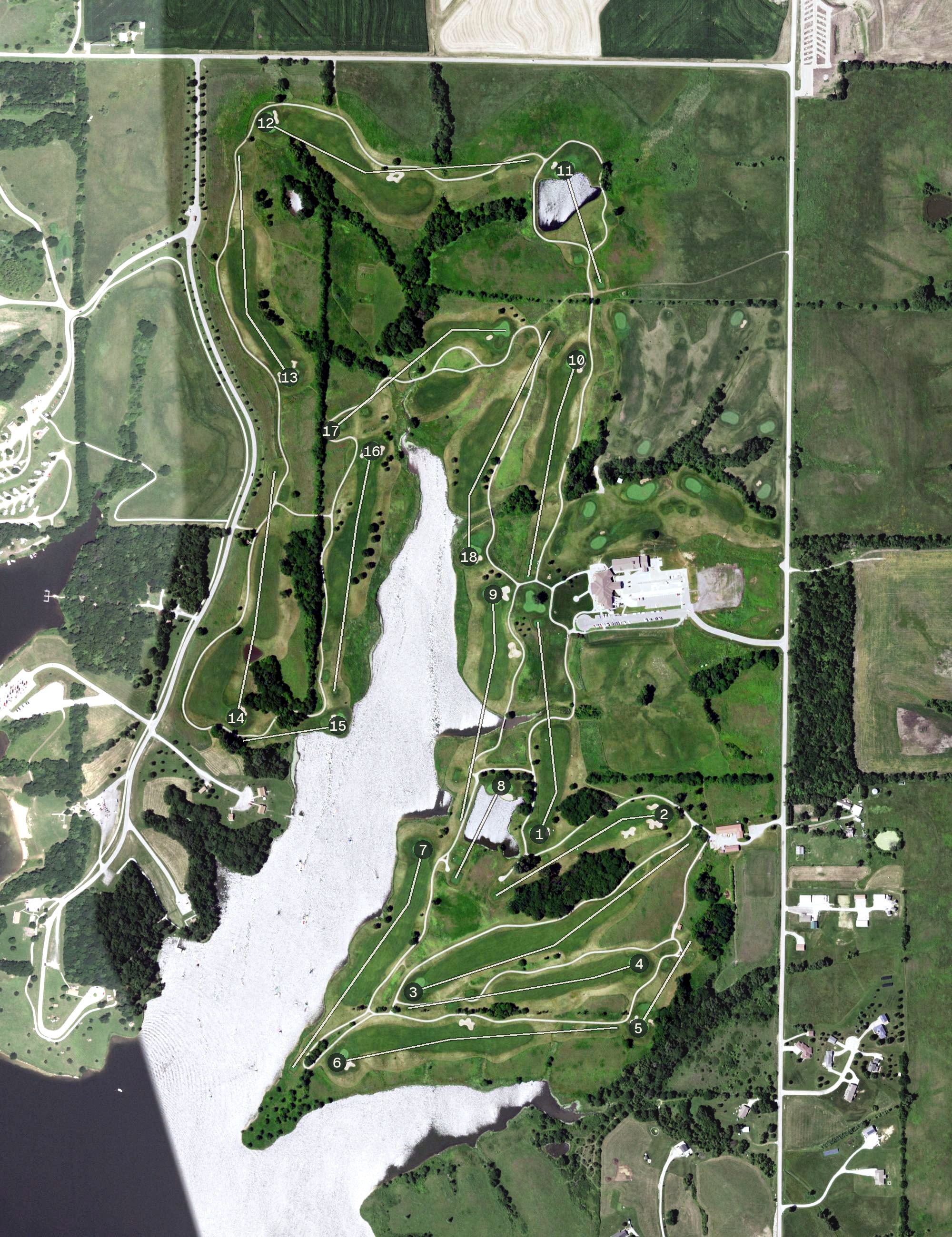 Aerial view of Mozingo Lake Golf Course, MO
