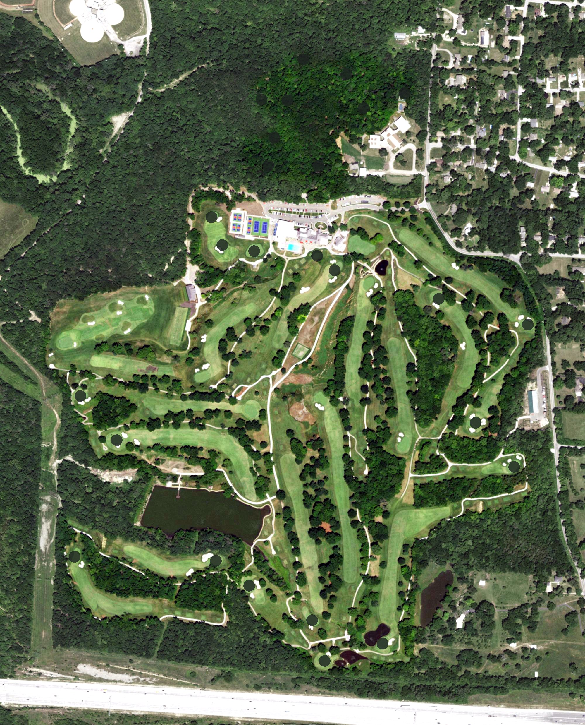 Aerial view of Oakwood Country Club, MO