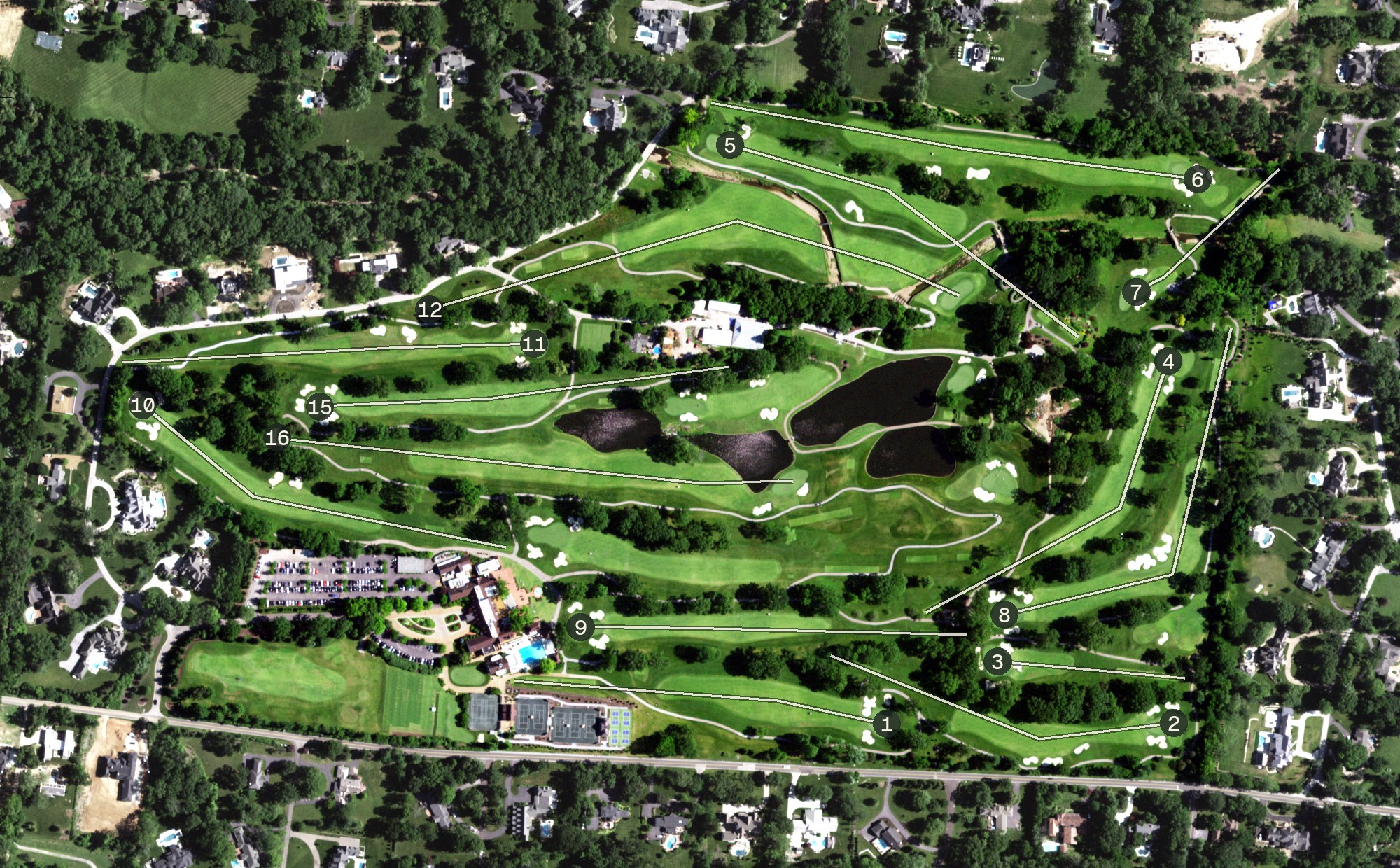 Aerial view of Old Warson Country Club, MO