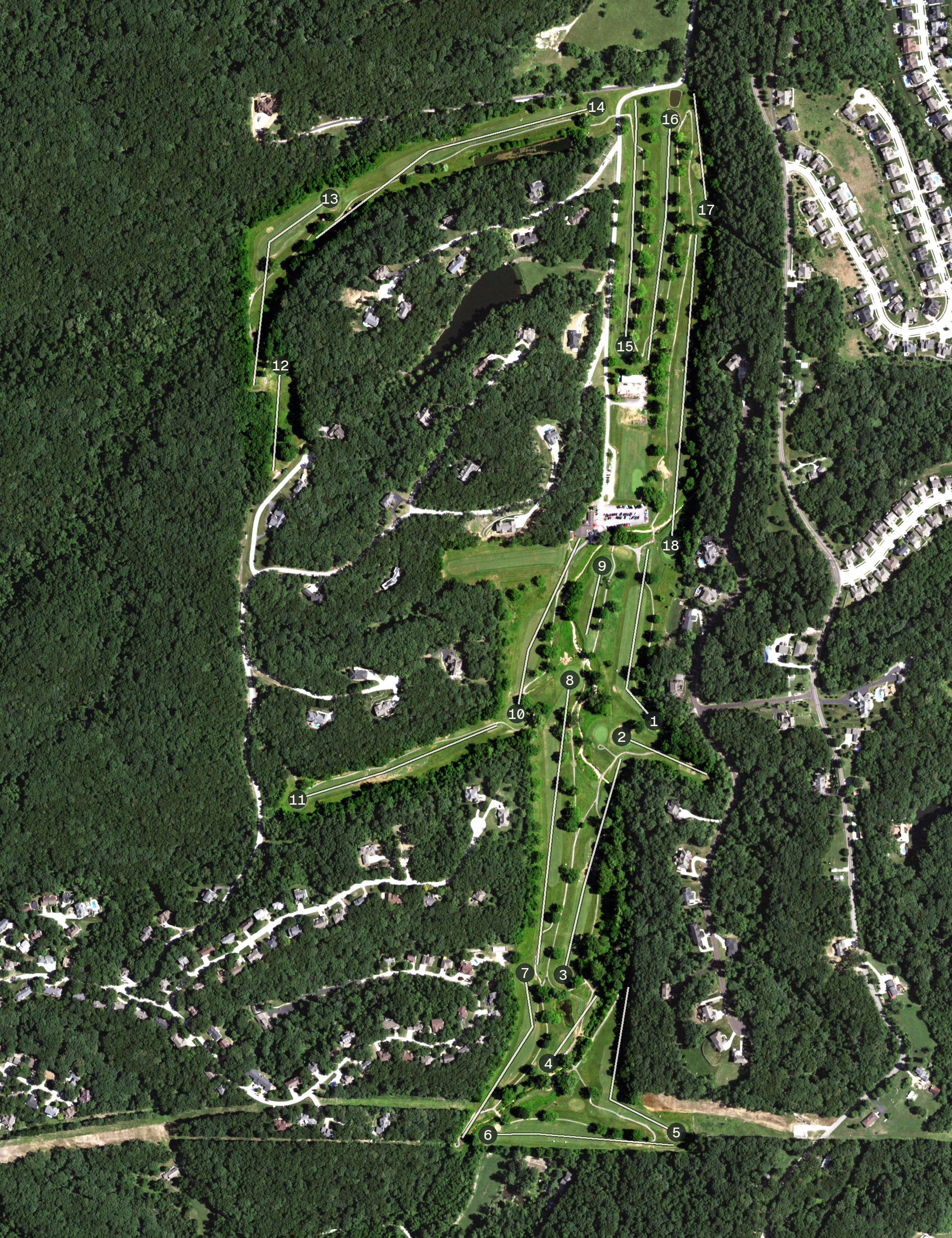 Aerial view of Paradise Valley Golf & Country Club, MO