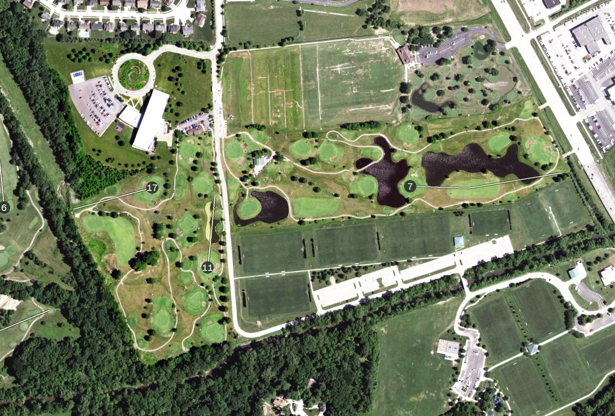 Aerial view of Pheasant Run Golf Course, MO