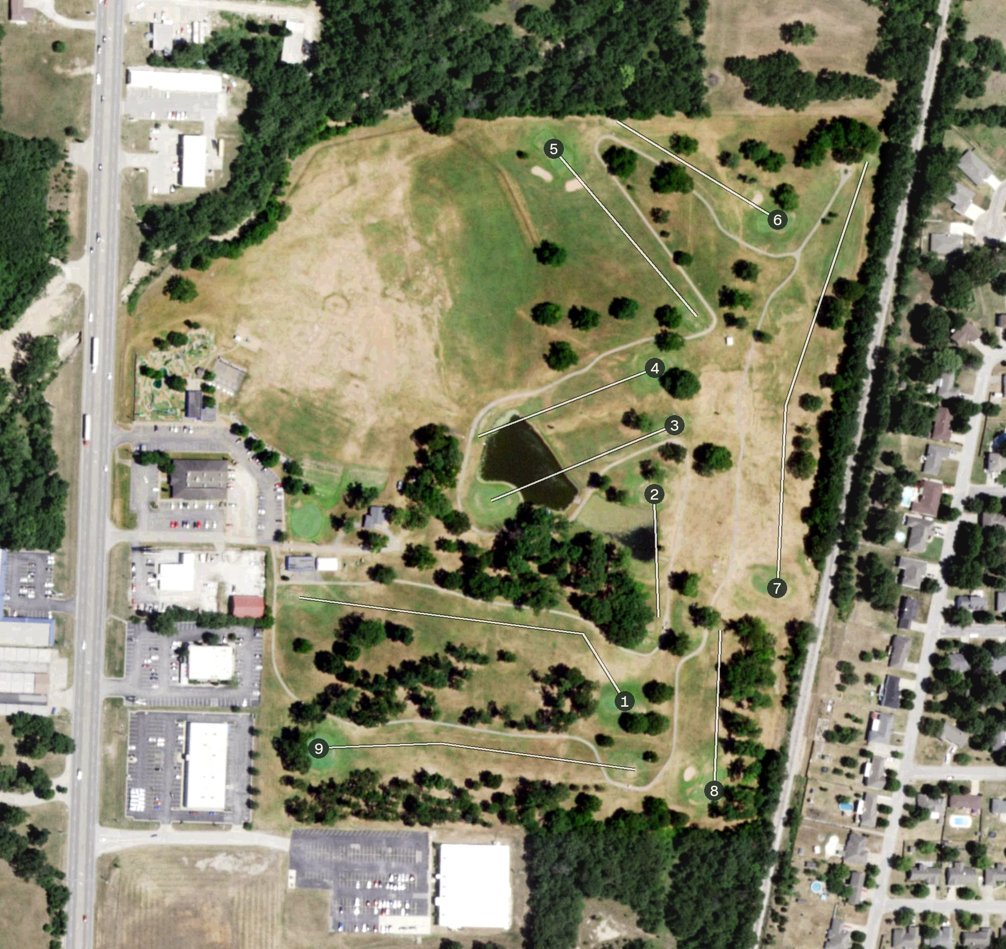 Aerial view of Rangeline Golf Center, MO