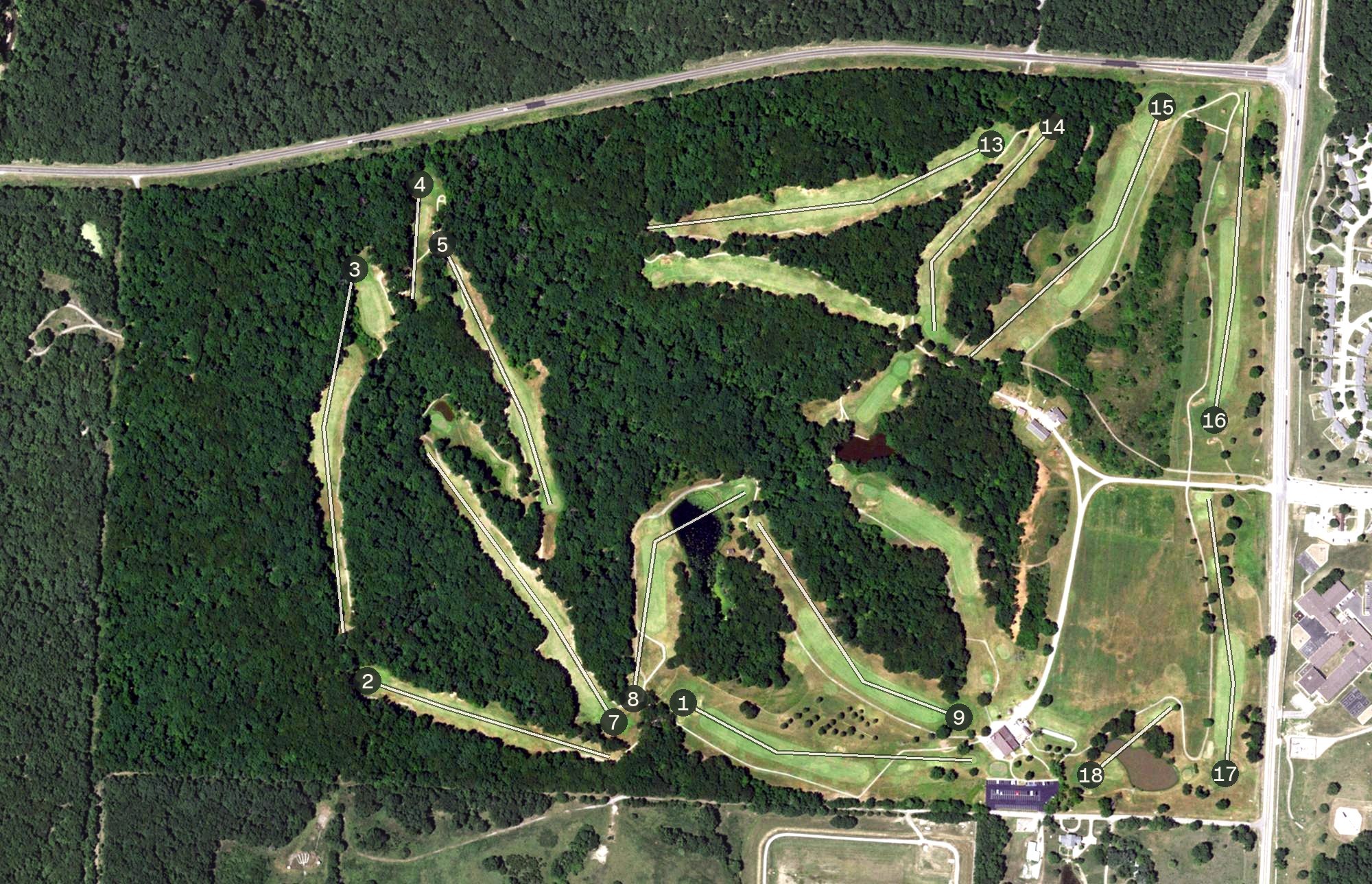 Aerial view of Royal Oaks Golf Course, MO