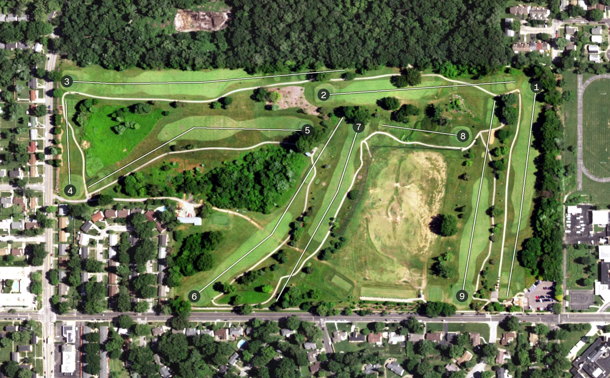 Aerial view of Ruth Park Golf Couse, MO