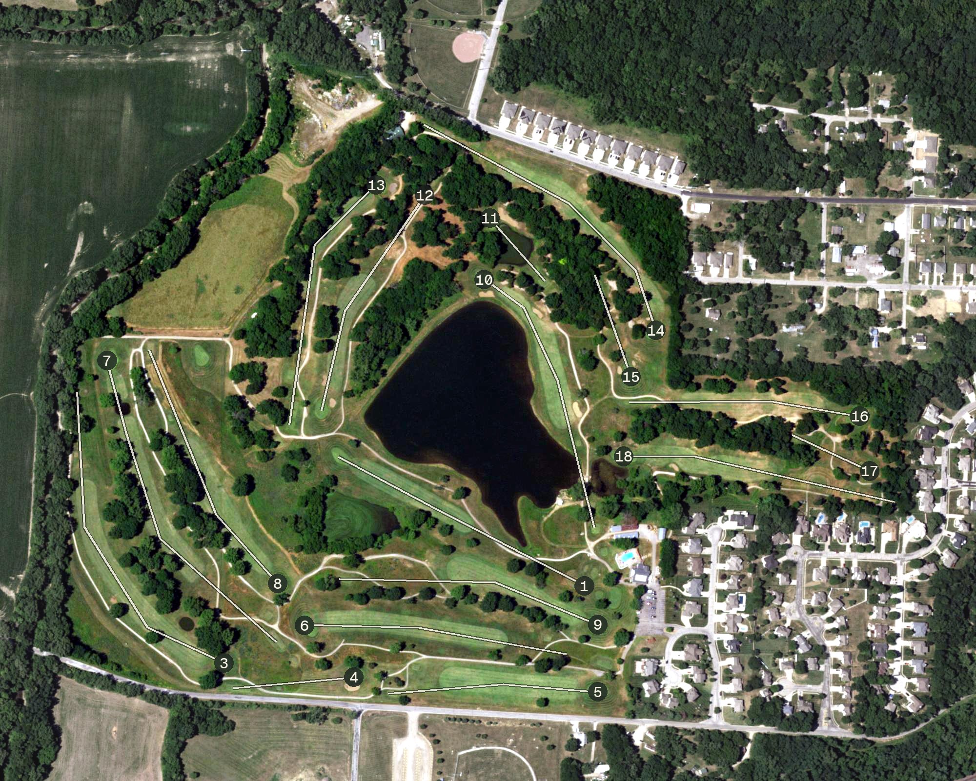 Aerial view of Sandstone Country Club, MO