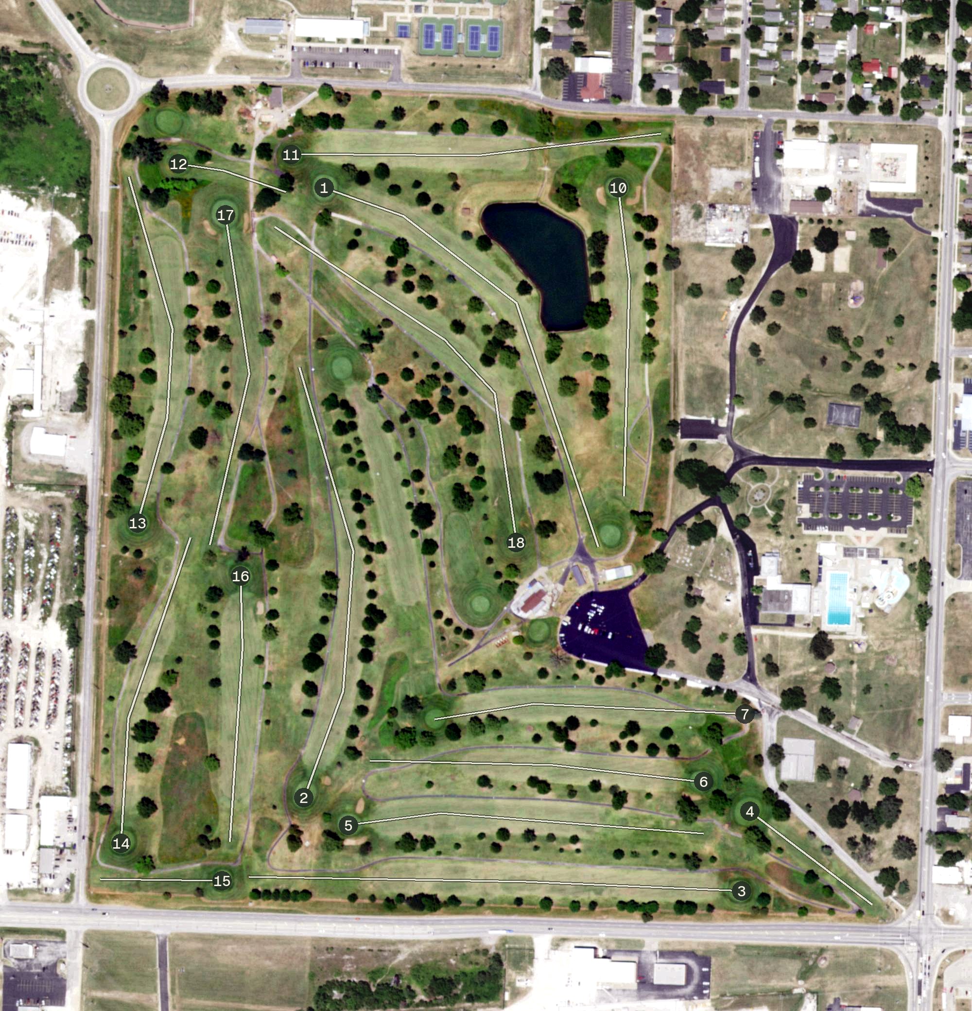 Aerial view of Schifferdecker Golf Course, MO