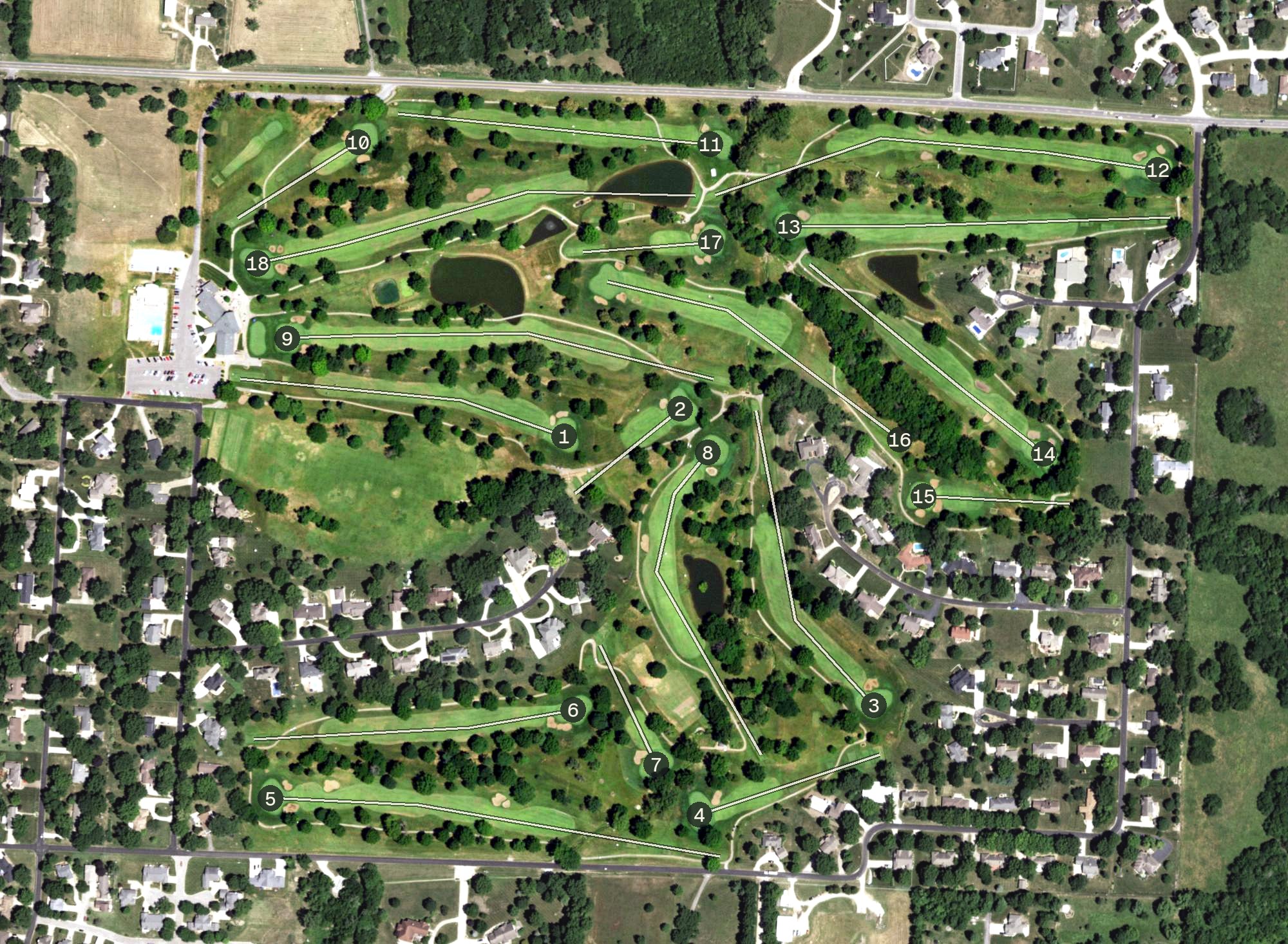 Aerial view of Sedalia Country Club, MO