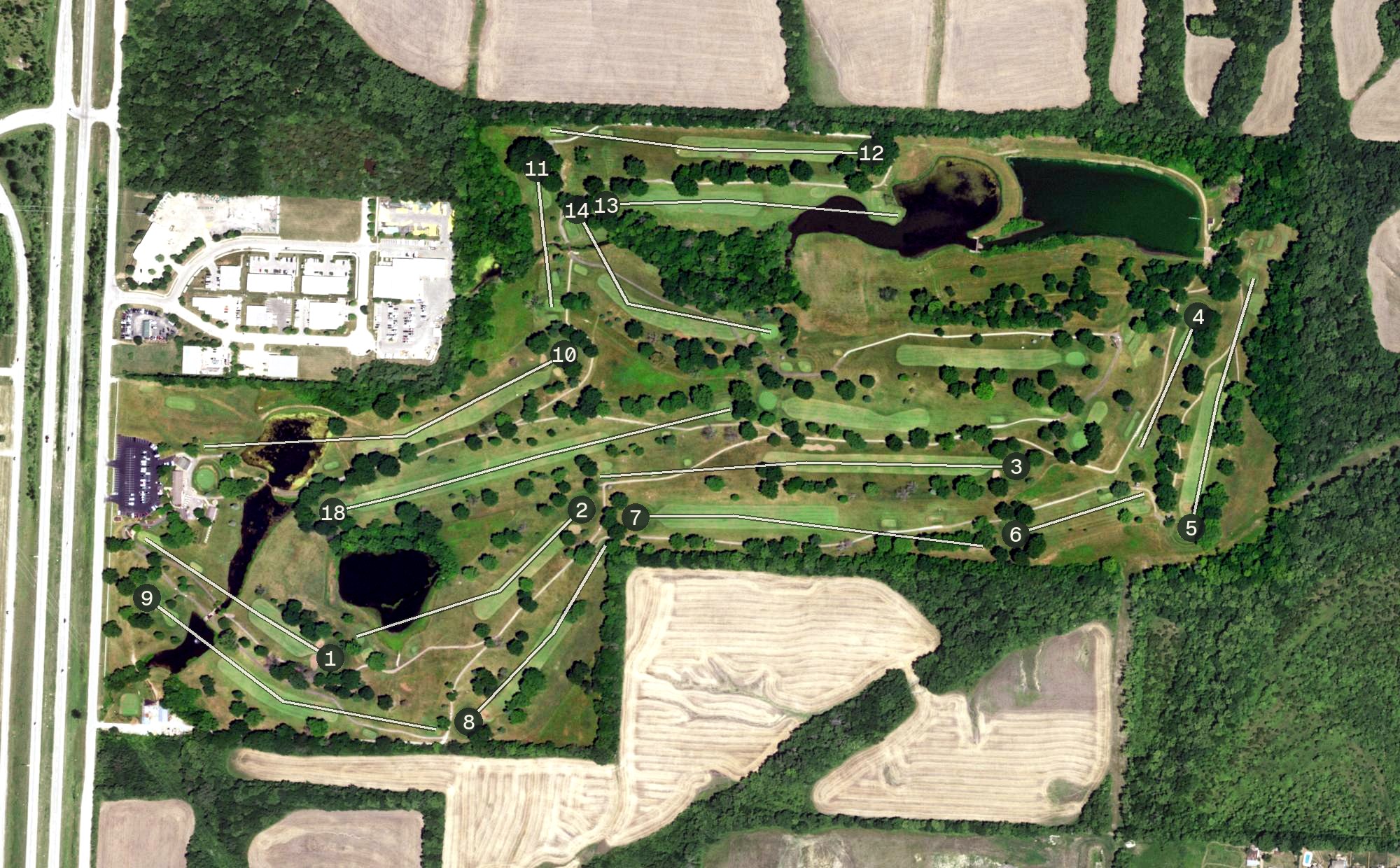 Aerial view of Shamrock Hills Golf Club, MO
