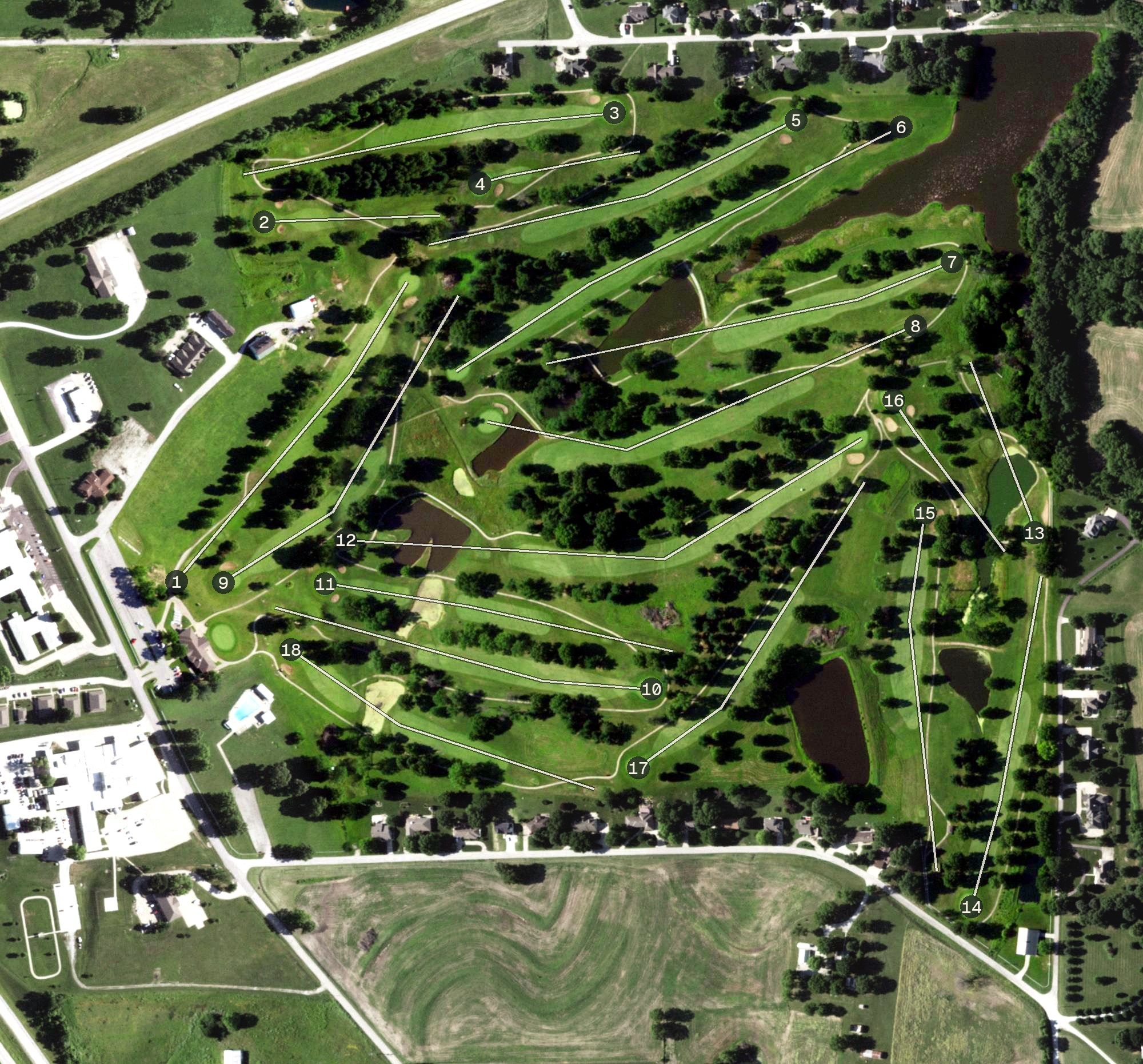 Aerial view of Shirkey Golf Course, MO