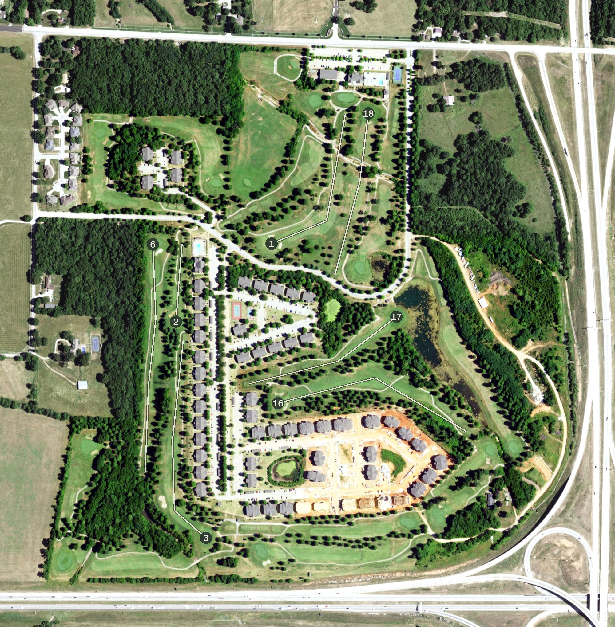 Aerial view of Springfield Golf & Country Club, MO