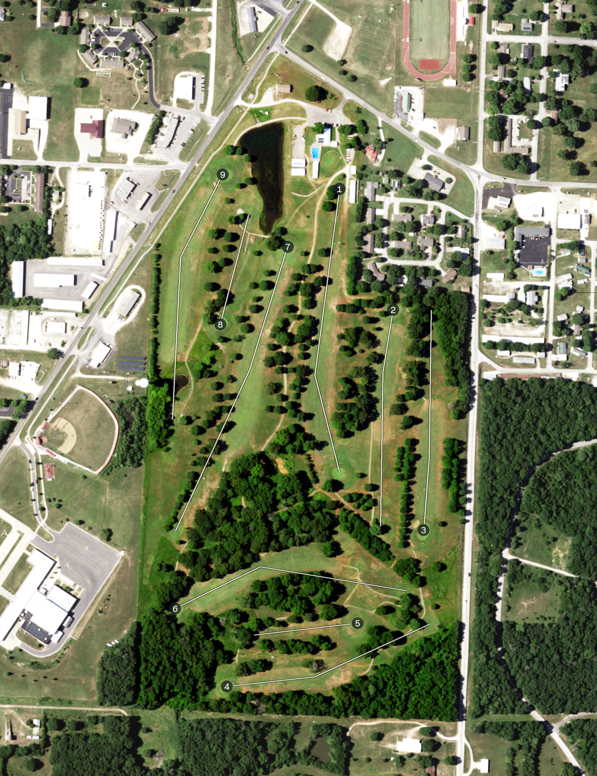 Aerial view of Stockton Country Club, MO