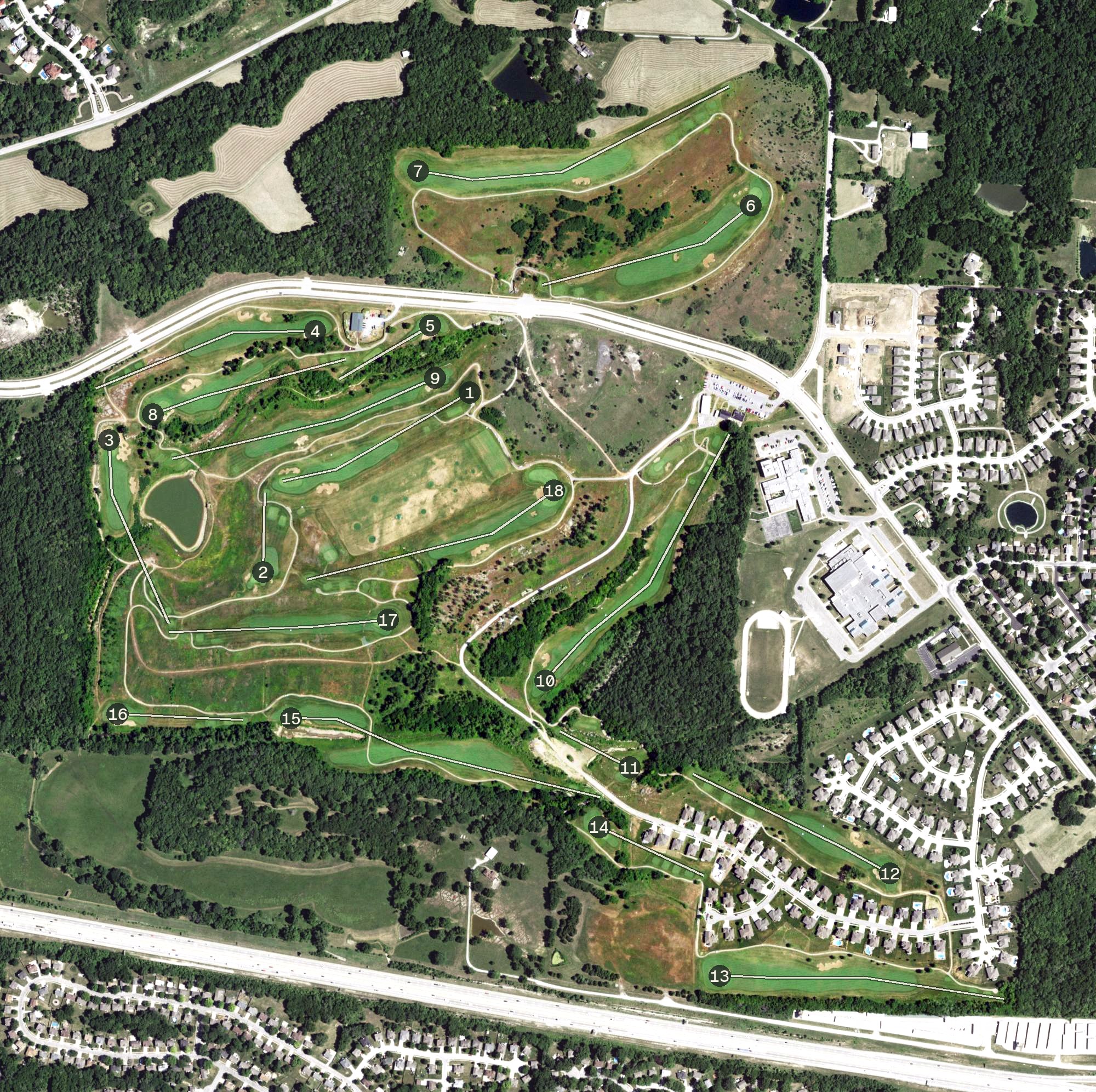 Aerial view of Stone Canyon Golf Club, MO
