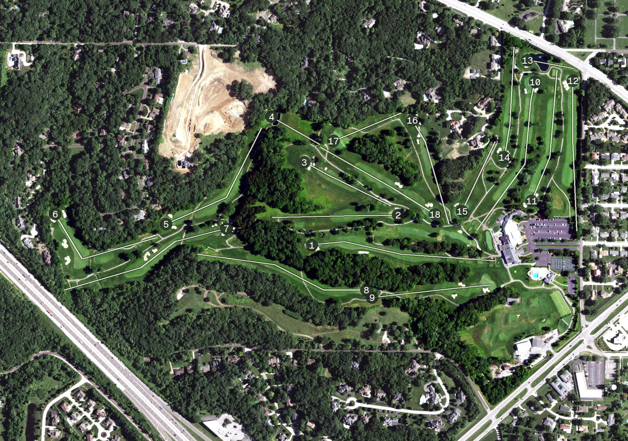 Aerial view of Sunset Country Club, MO