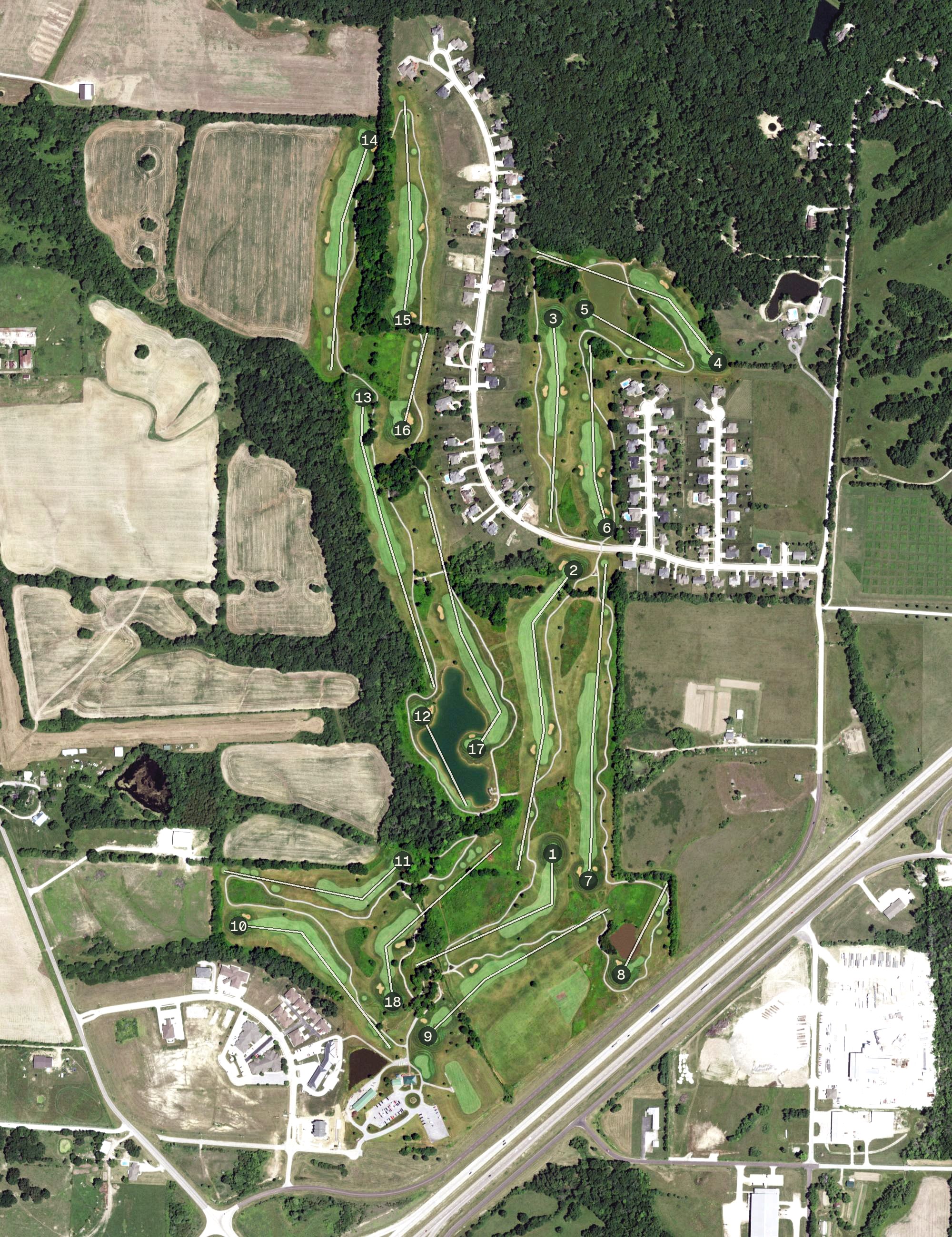 Aerial view of Tanglewood Golf Course, MO