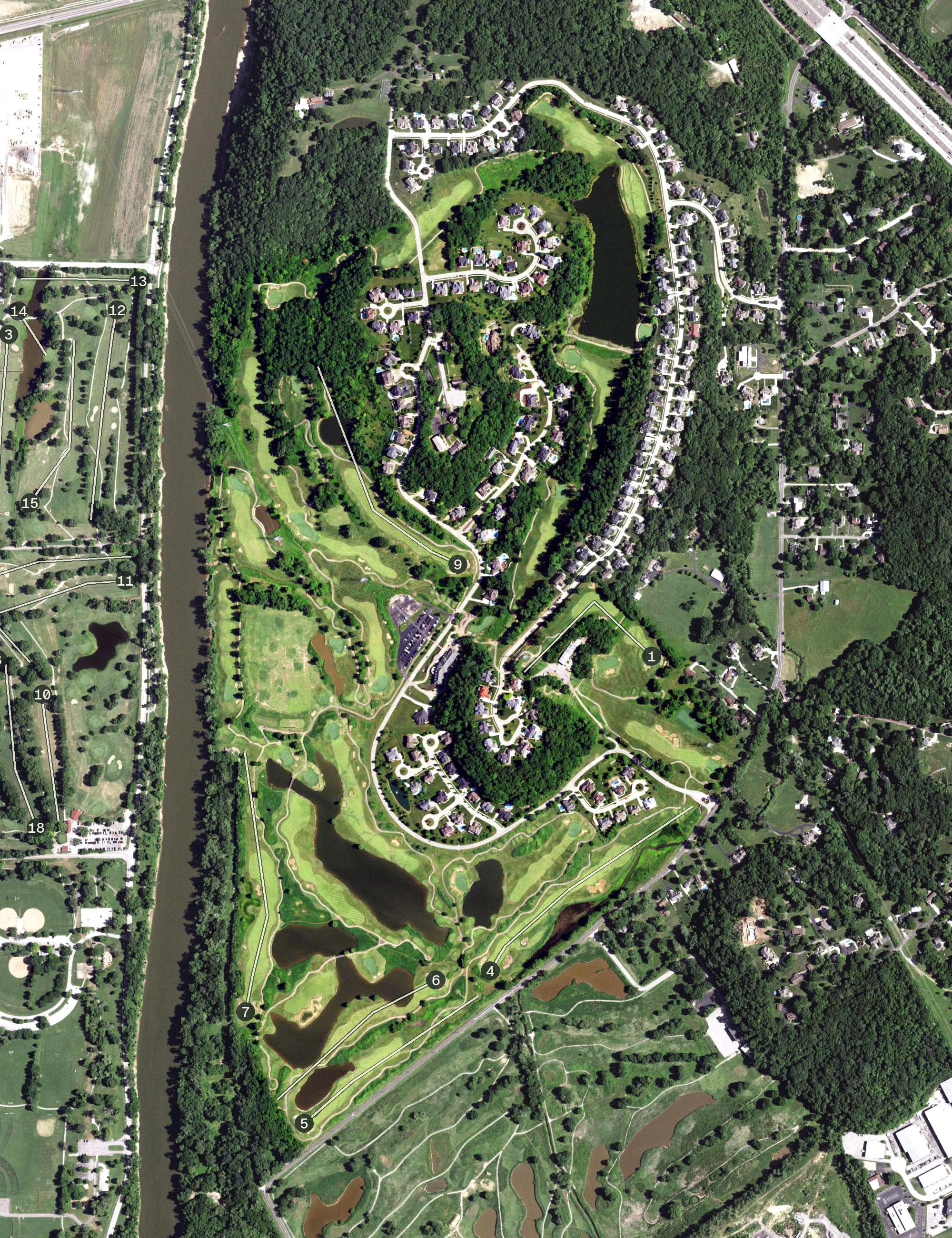 Aerial view of Tapawingo National Golf Club, MO