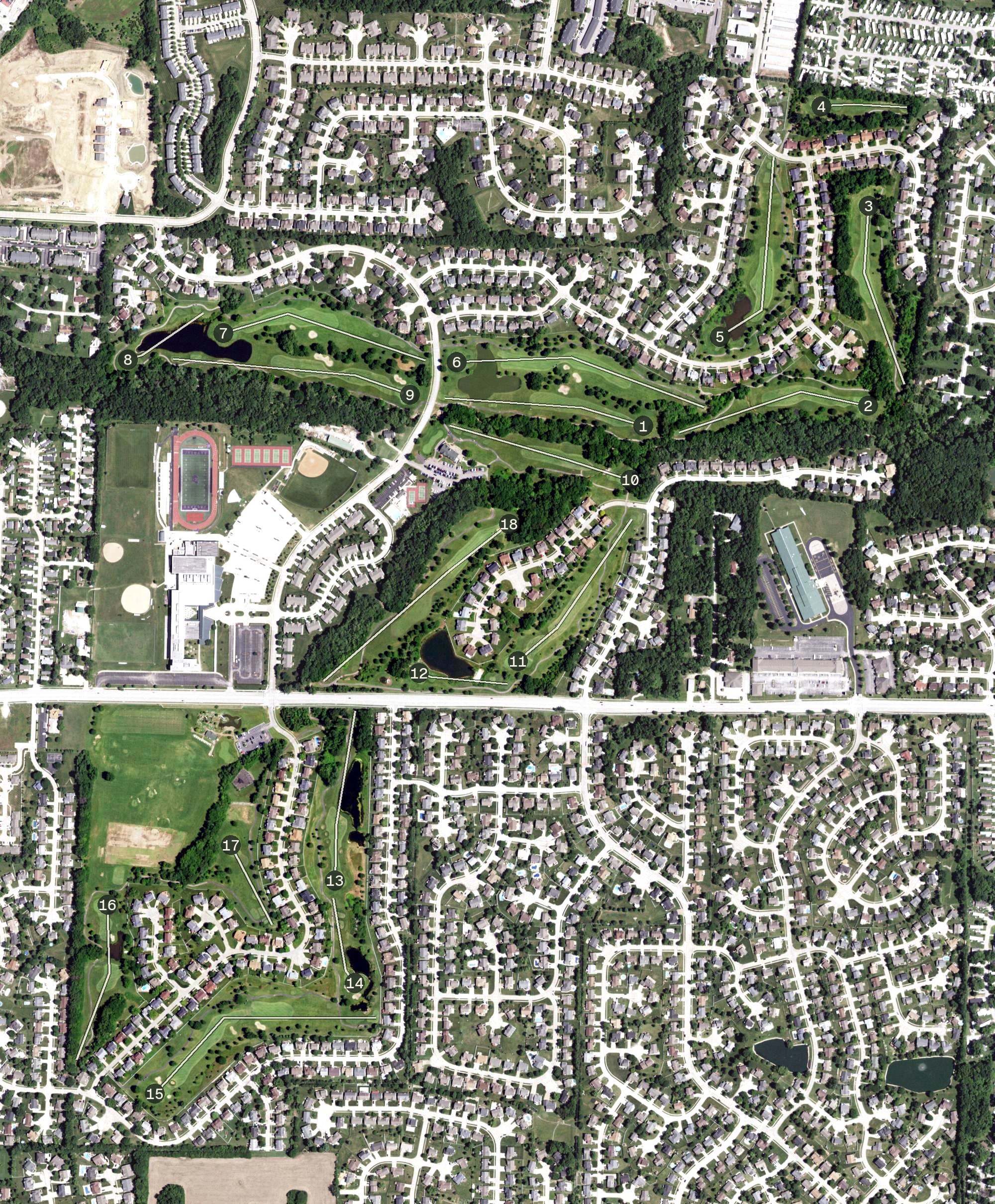 Aerial view of The Falls Golf Club, MO