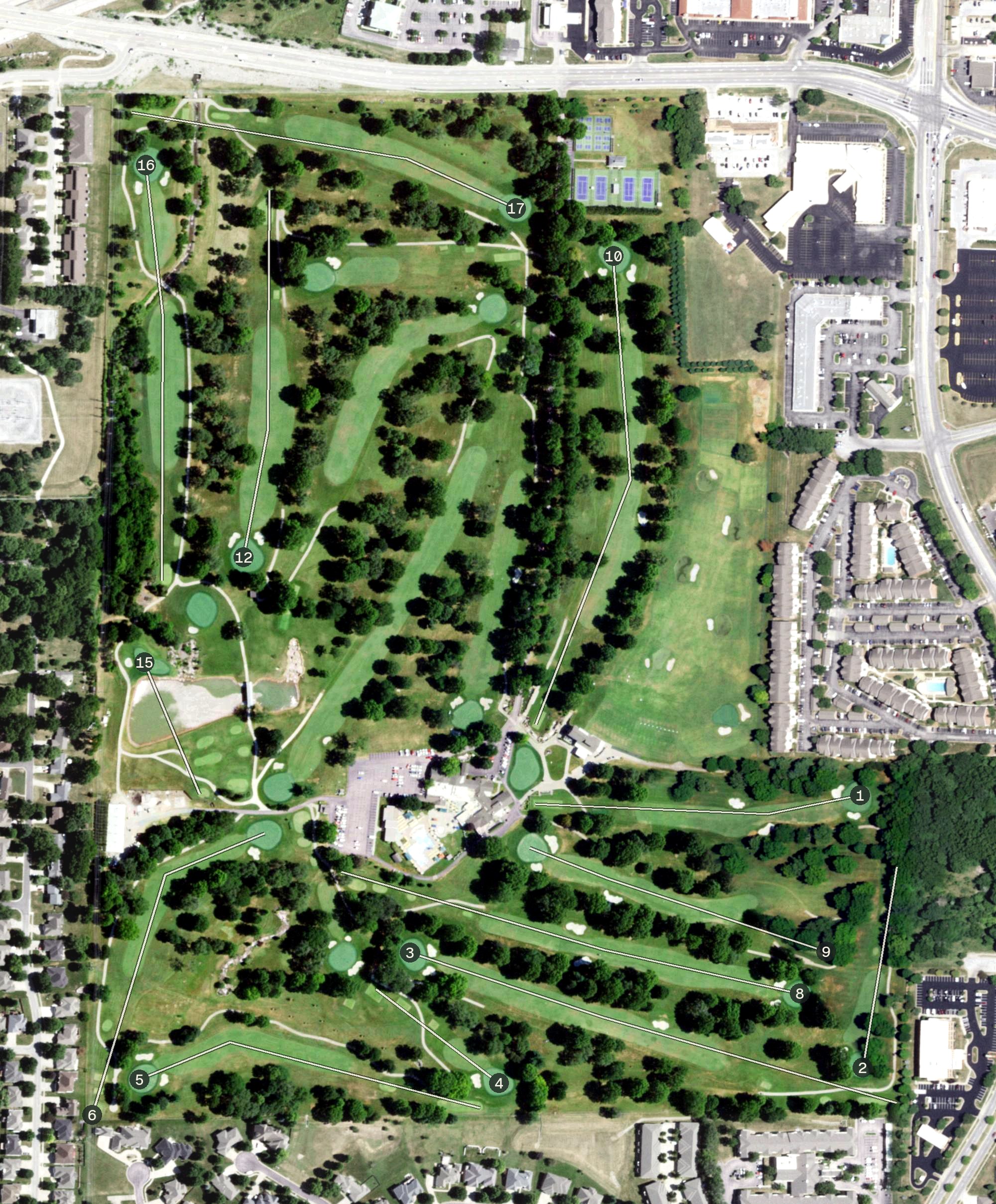Aerial view of Twin Oaks Country Club, MO