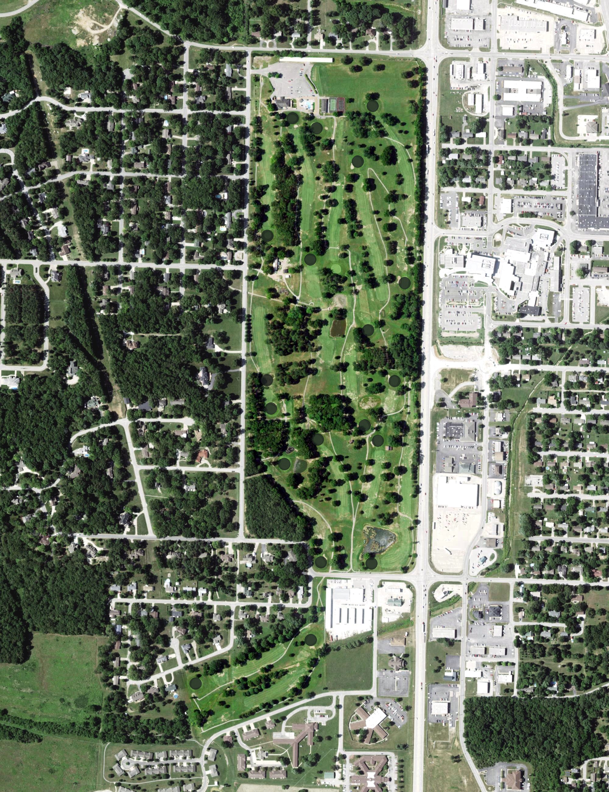 Aerial view of West Plains Country Club, MO