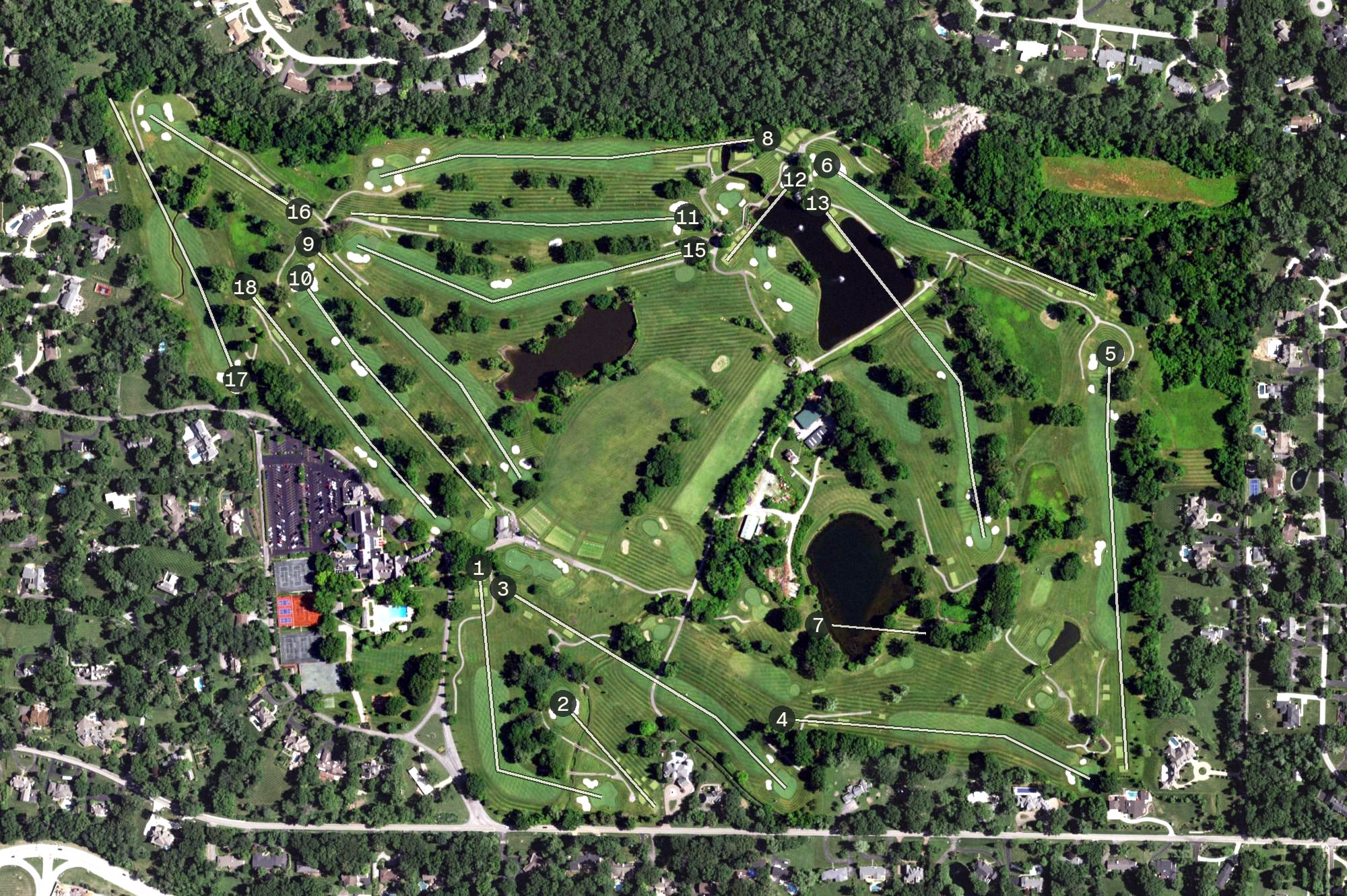 Aerial view of Westwood Country Club, MO