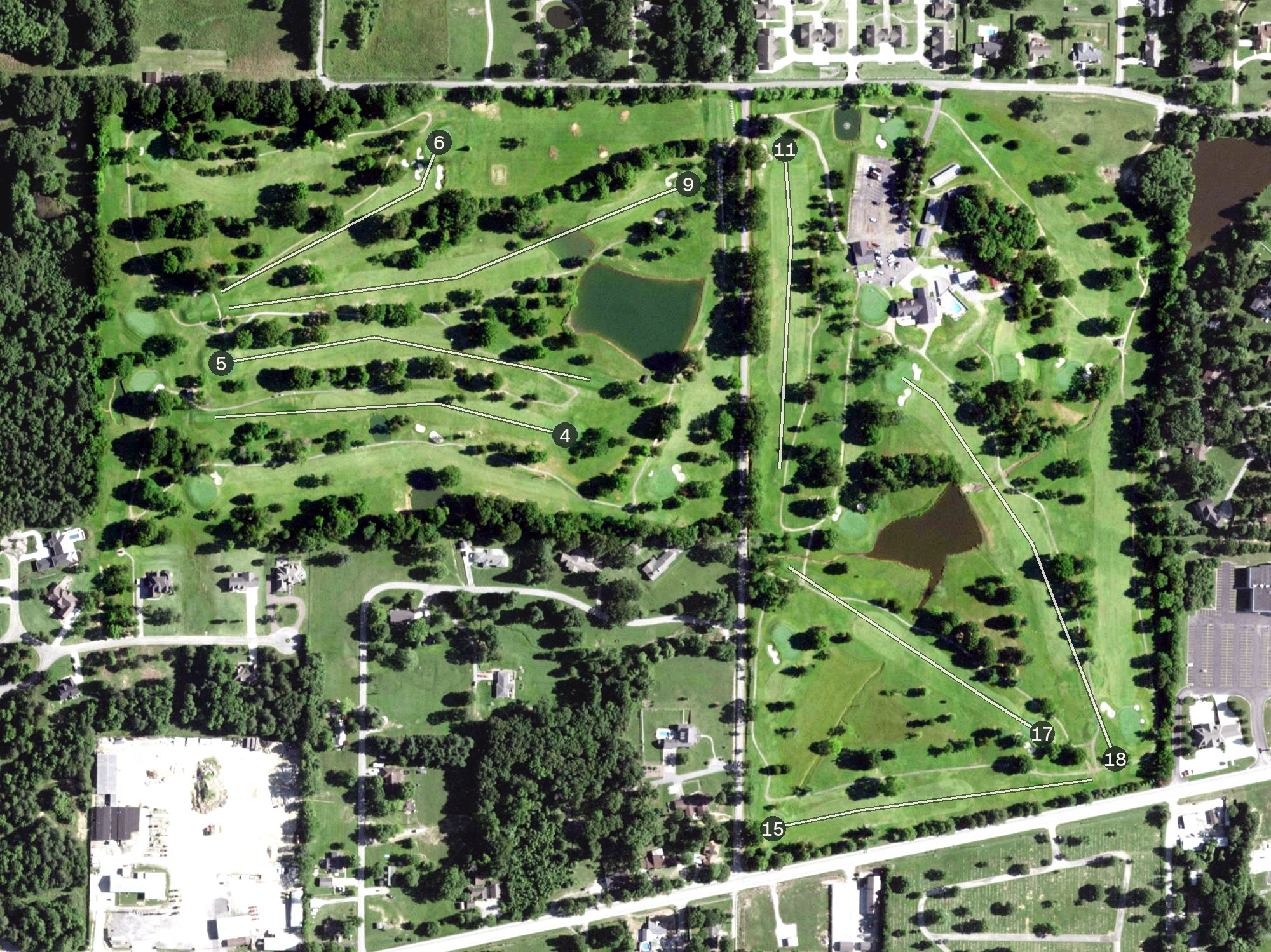 Aerial view of Westwood Hills Country Club, MO