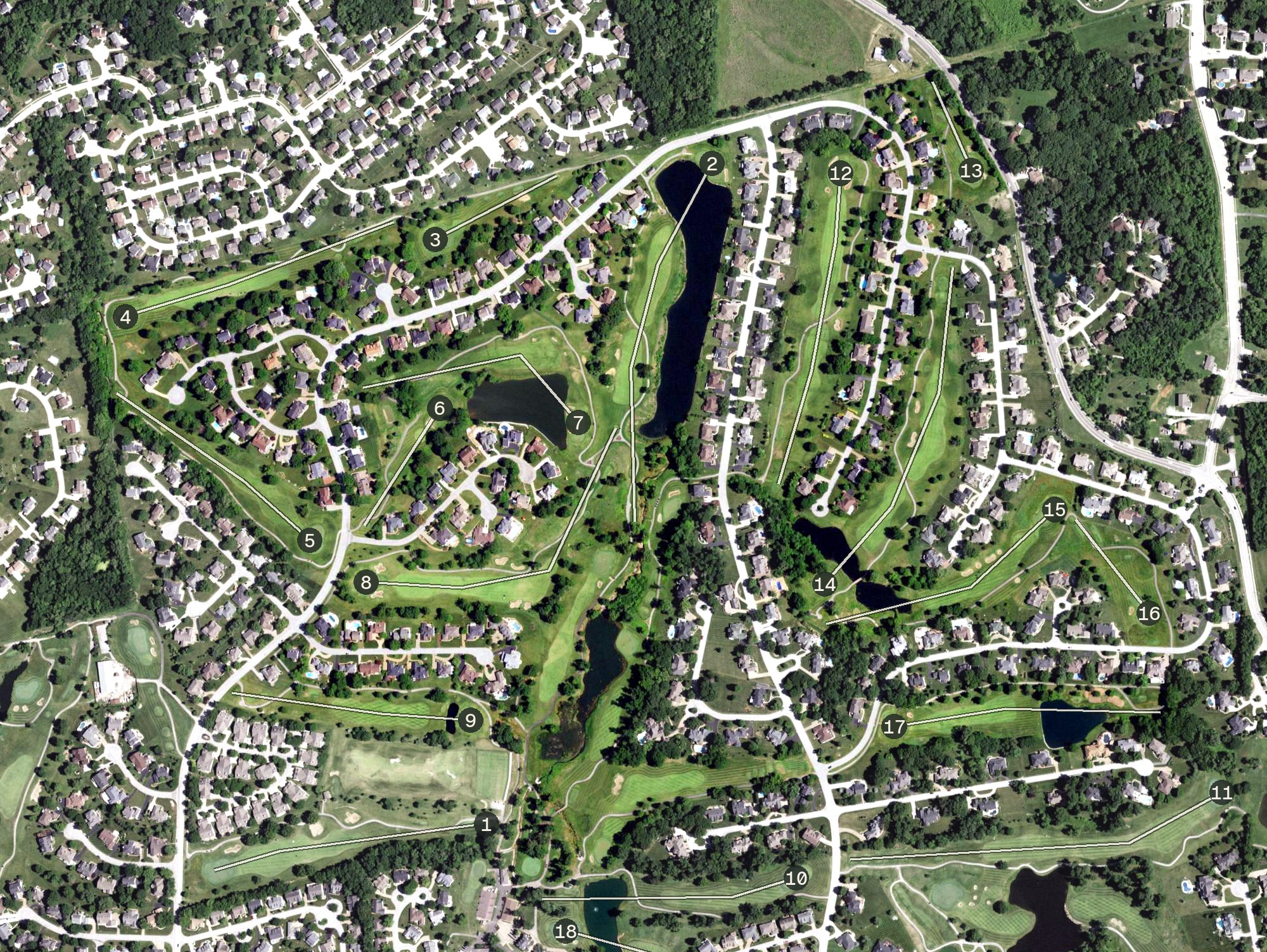 Aerial view of Whitmoor Country Club - North Course, MO