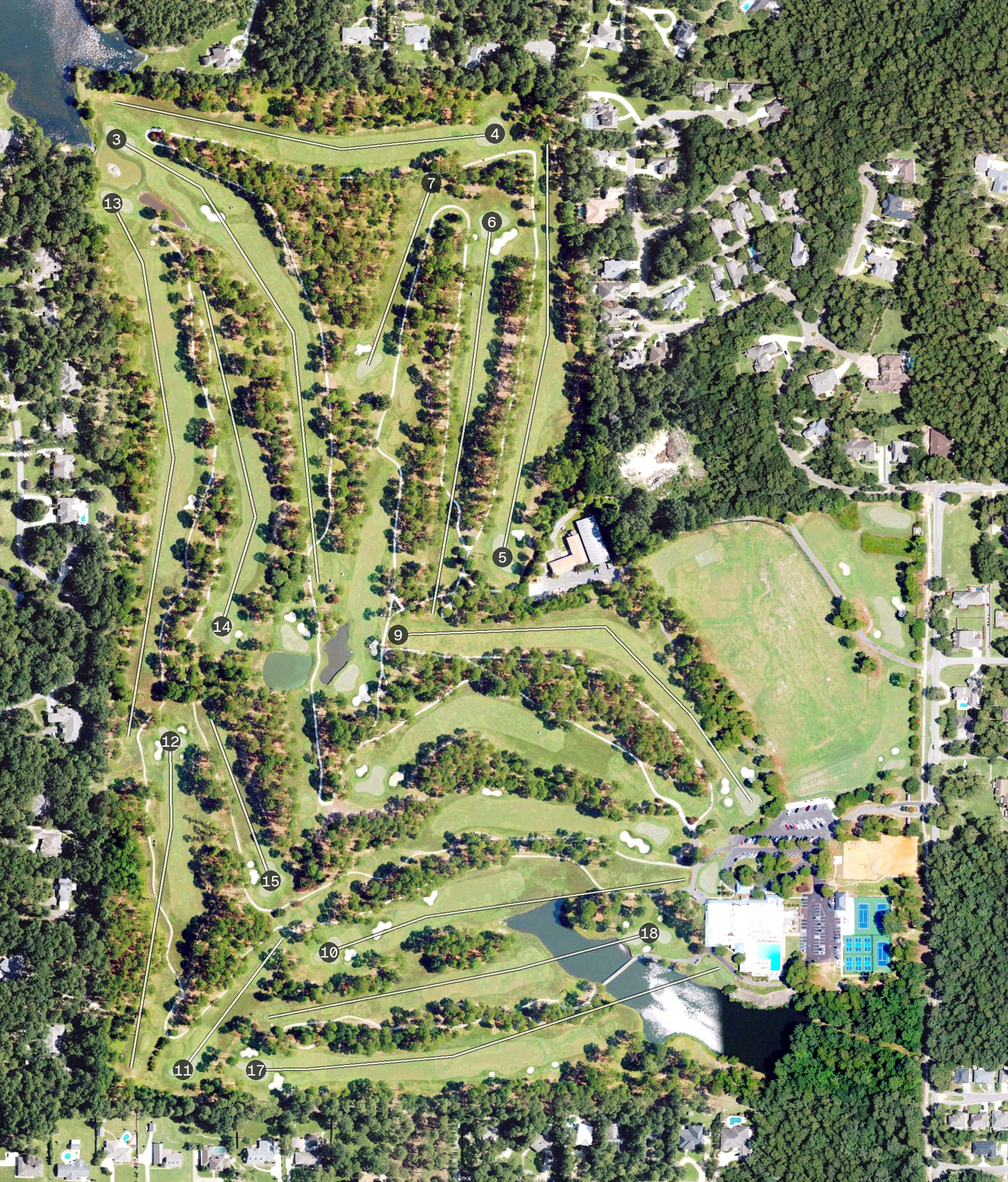 Aerial view of Hattiesburg Country Club, MS