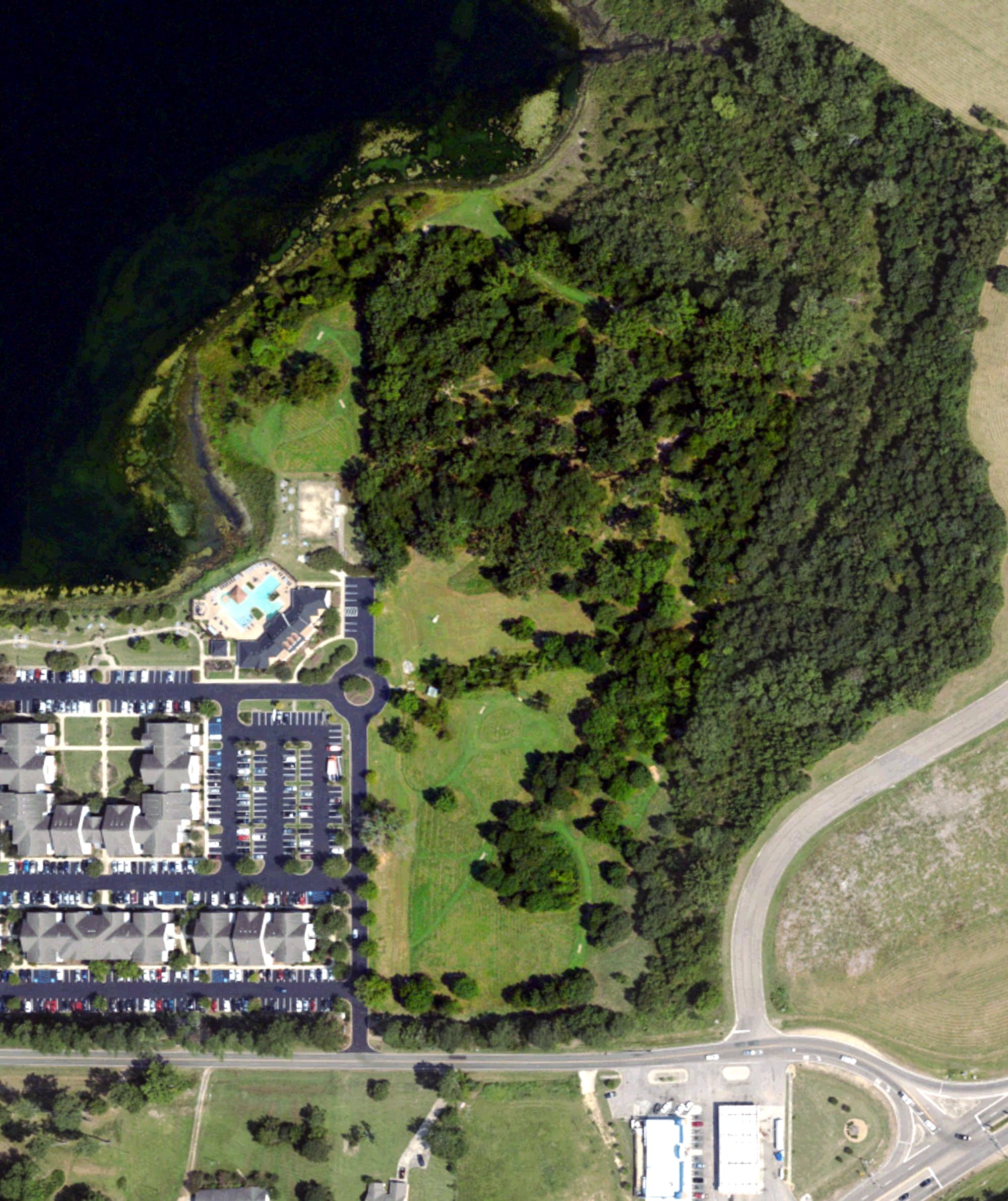 Aerial view of Lakeside Disc Golf Course, MS