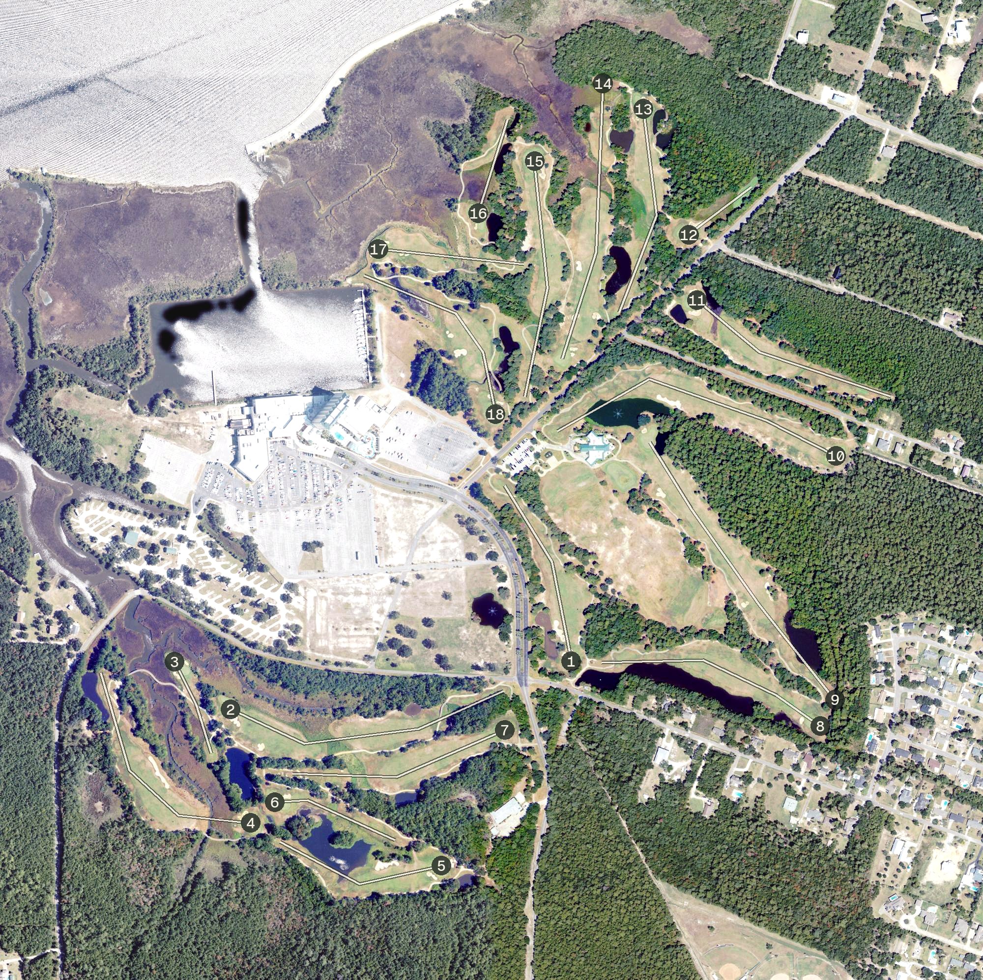 Aerial view of The Bridges Golf Club, MS
