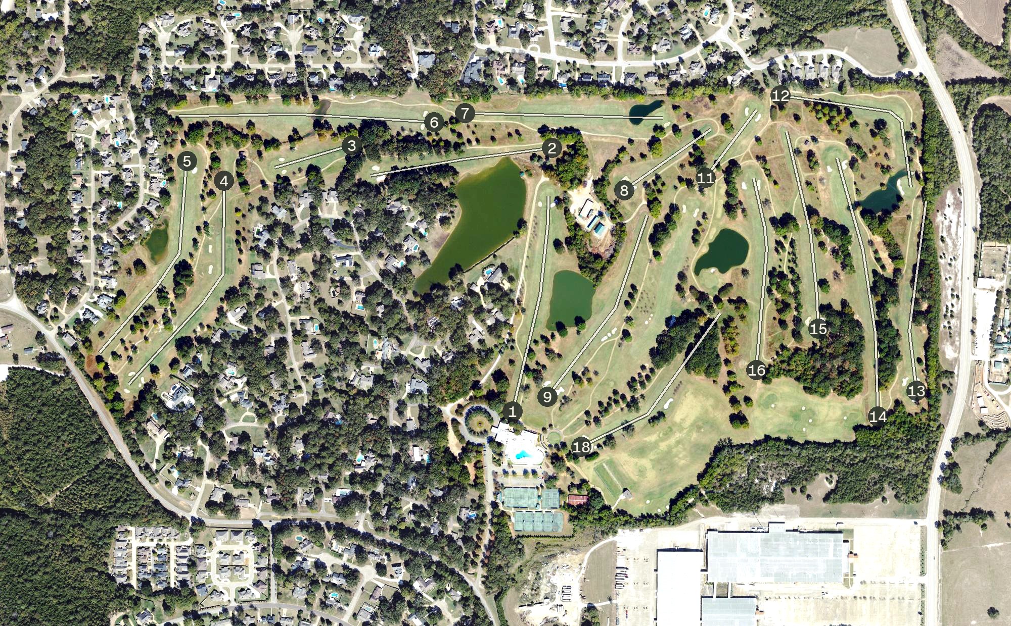 Aerial view of Tupelo Country Club, MS