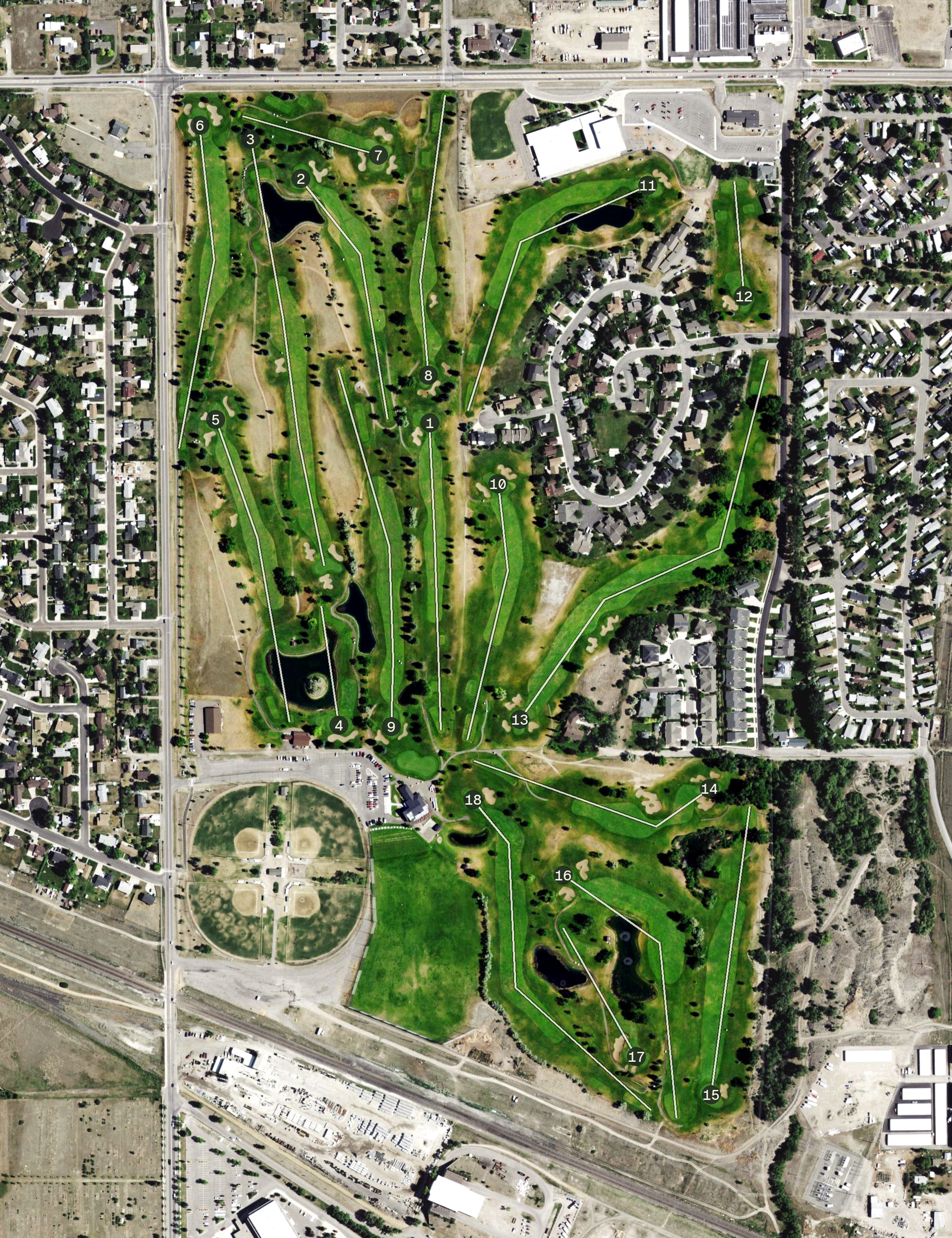 Aerial view of Bill Roberts Municipal Golf Course, MT