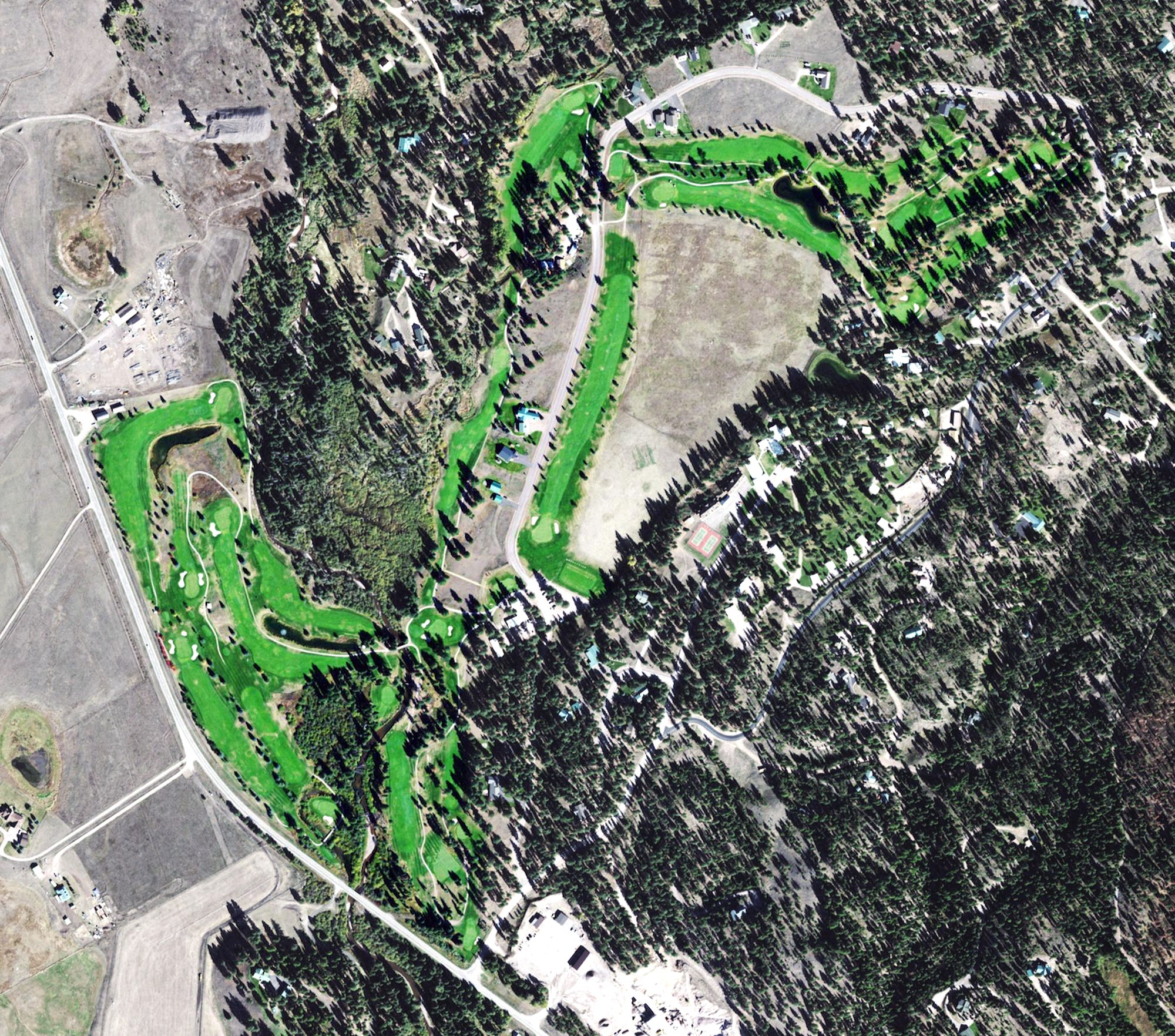 Aerial view of Double Arrow Golf Course, MT