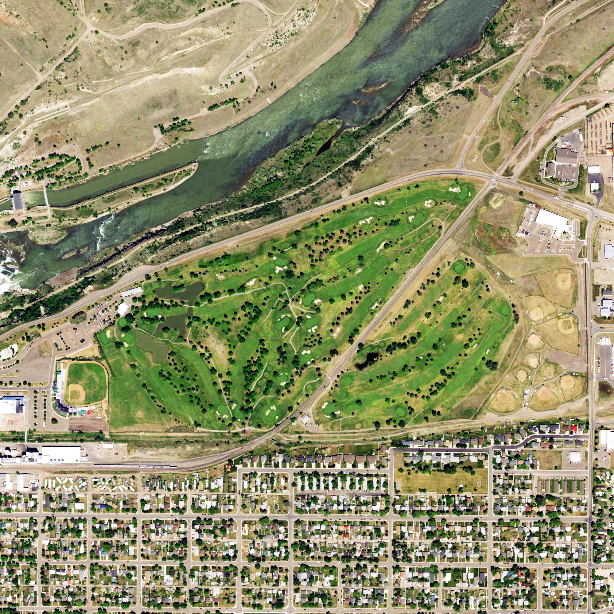 Aerial view of Eagle Falls Golf Club, MT
