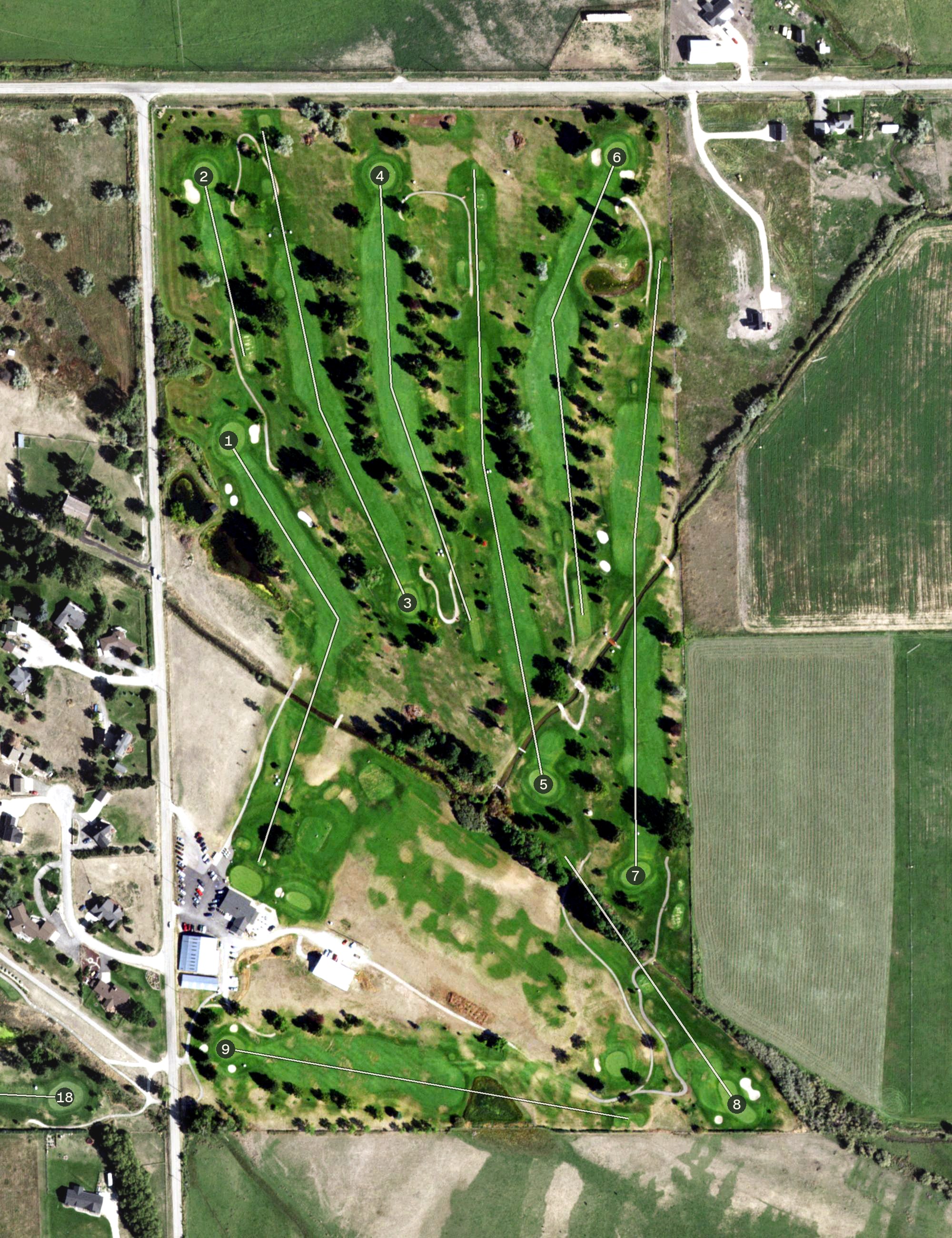 Aerial view of Hamilton Golf Course, MT