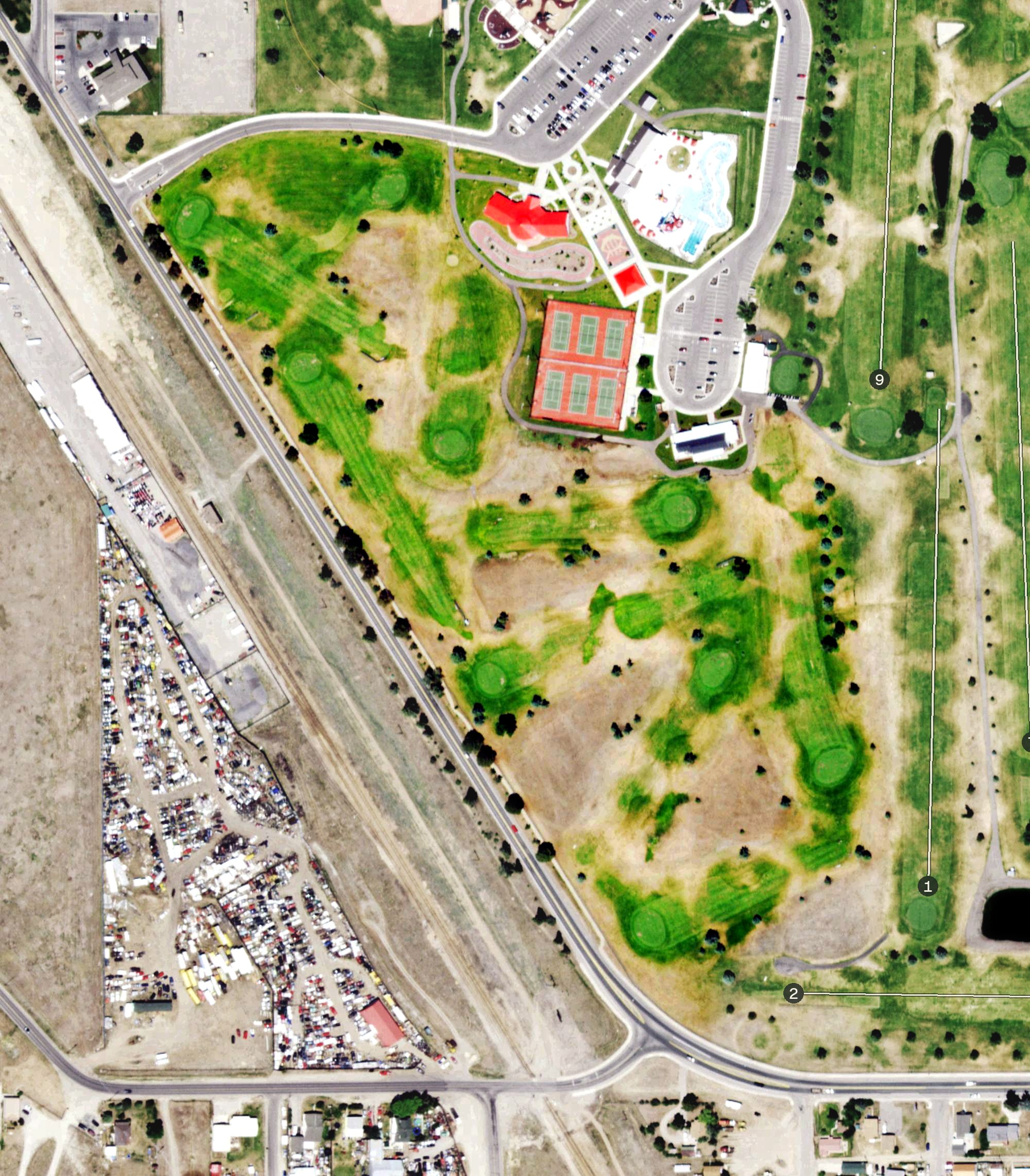Aerial view of Highland View Par-3 Course, MT
