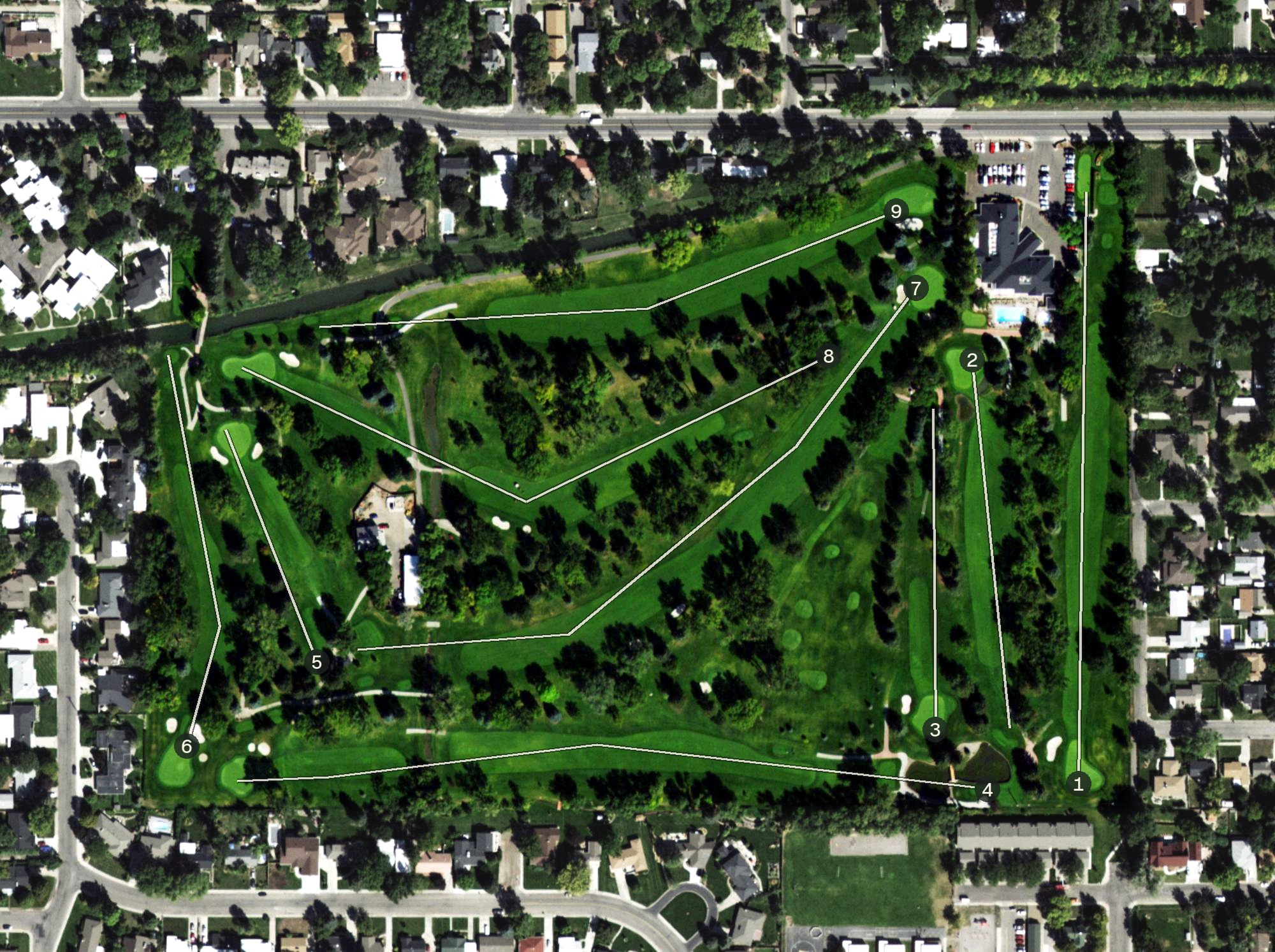 Aerial view of Hilands Golf Club, MT