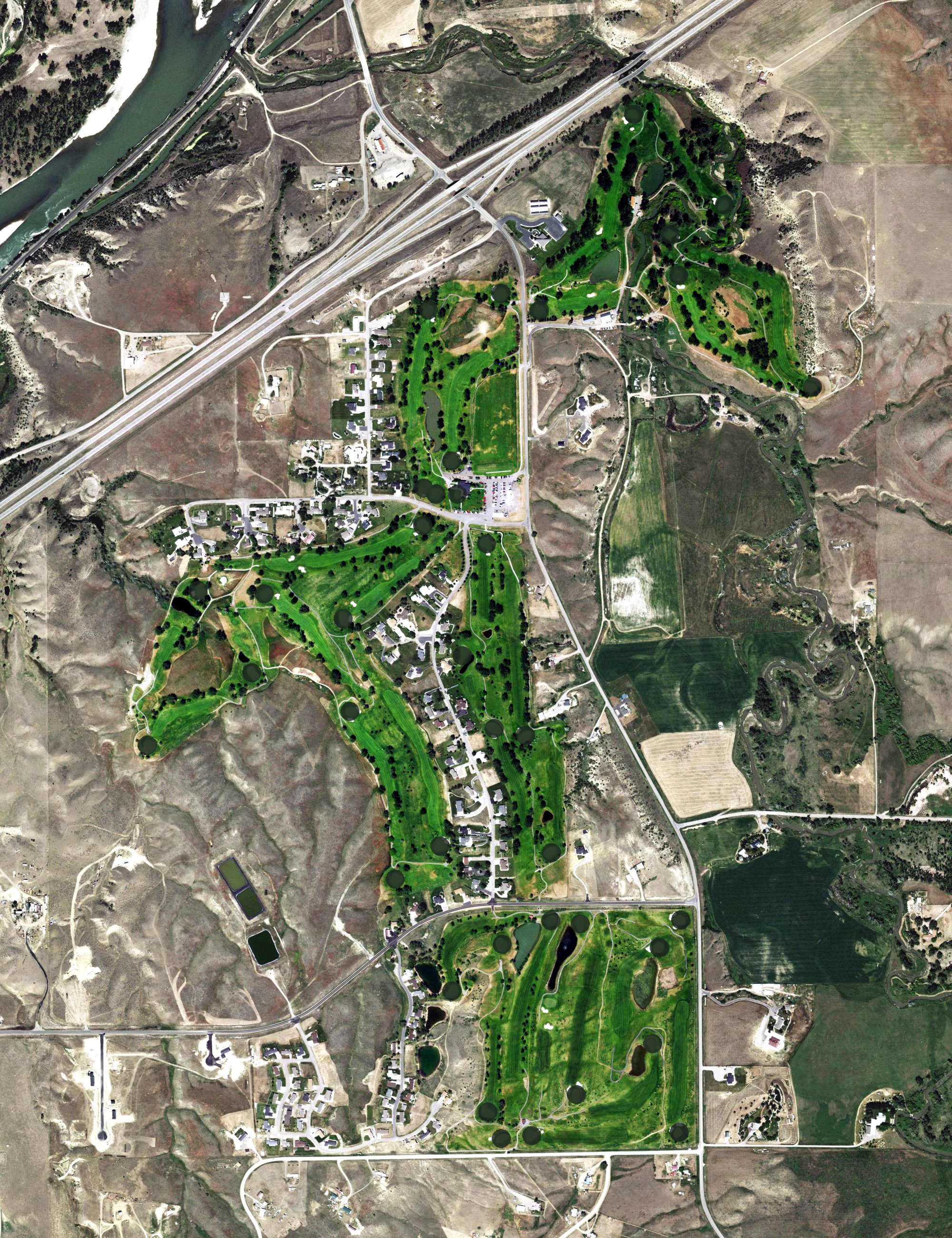 Aerial view of Huntley Golf Course, MT