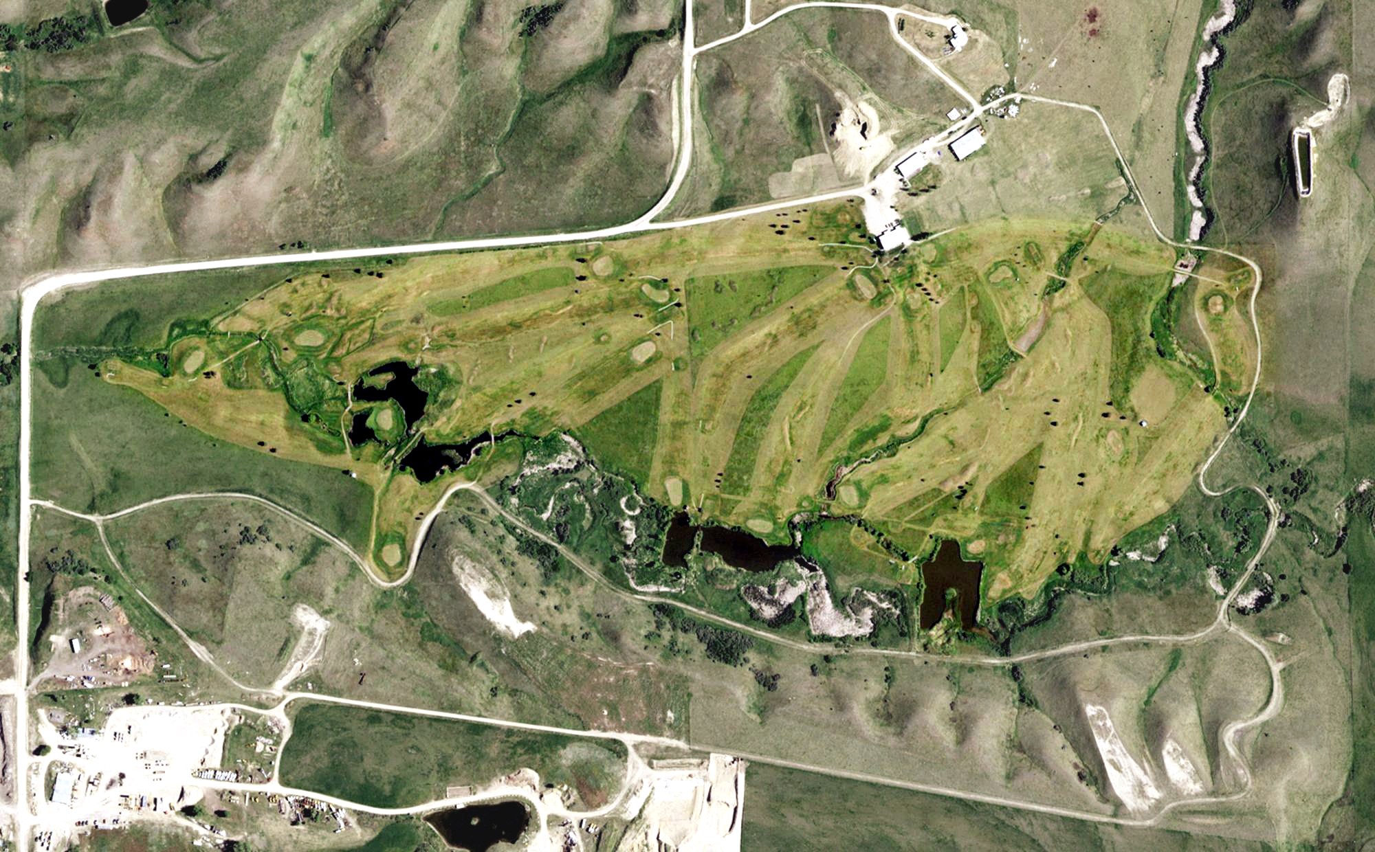 Aerial view of Judith Shadows Golf Course, MT