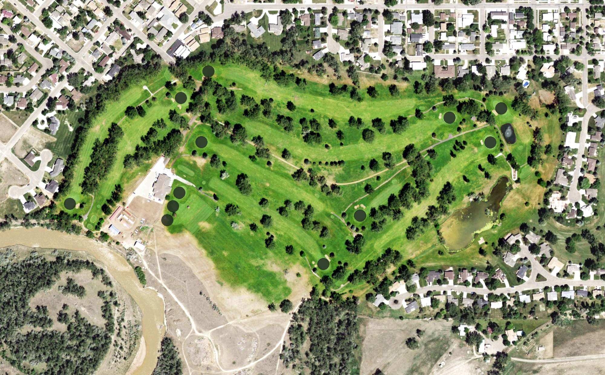 Aerial view of Miles City Town and Country Club, MT