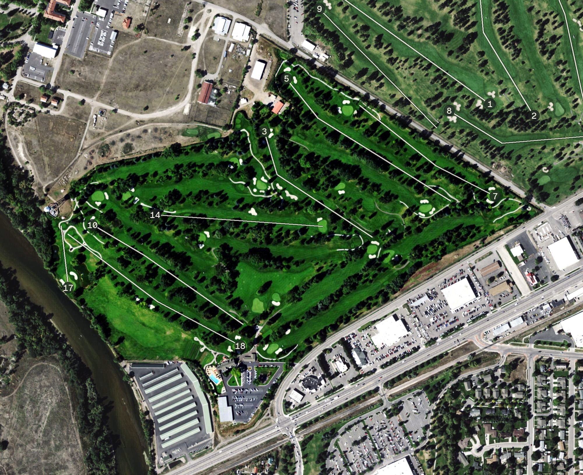 Aerial view of Missoula Country Club, MT